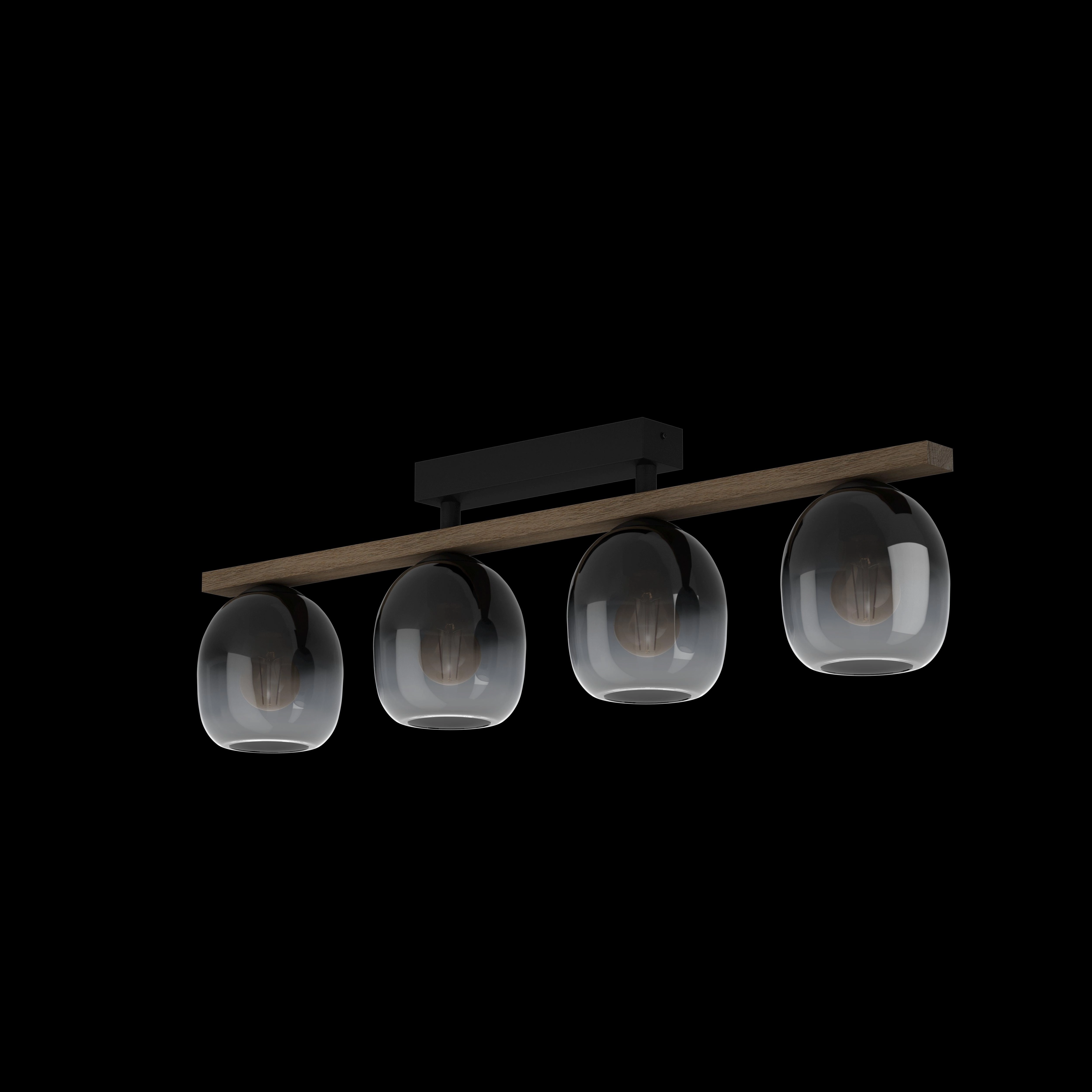Eglo Filago Walnut-Brown 4 Light Bar Pendant - Glass Shades