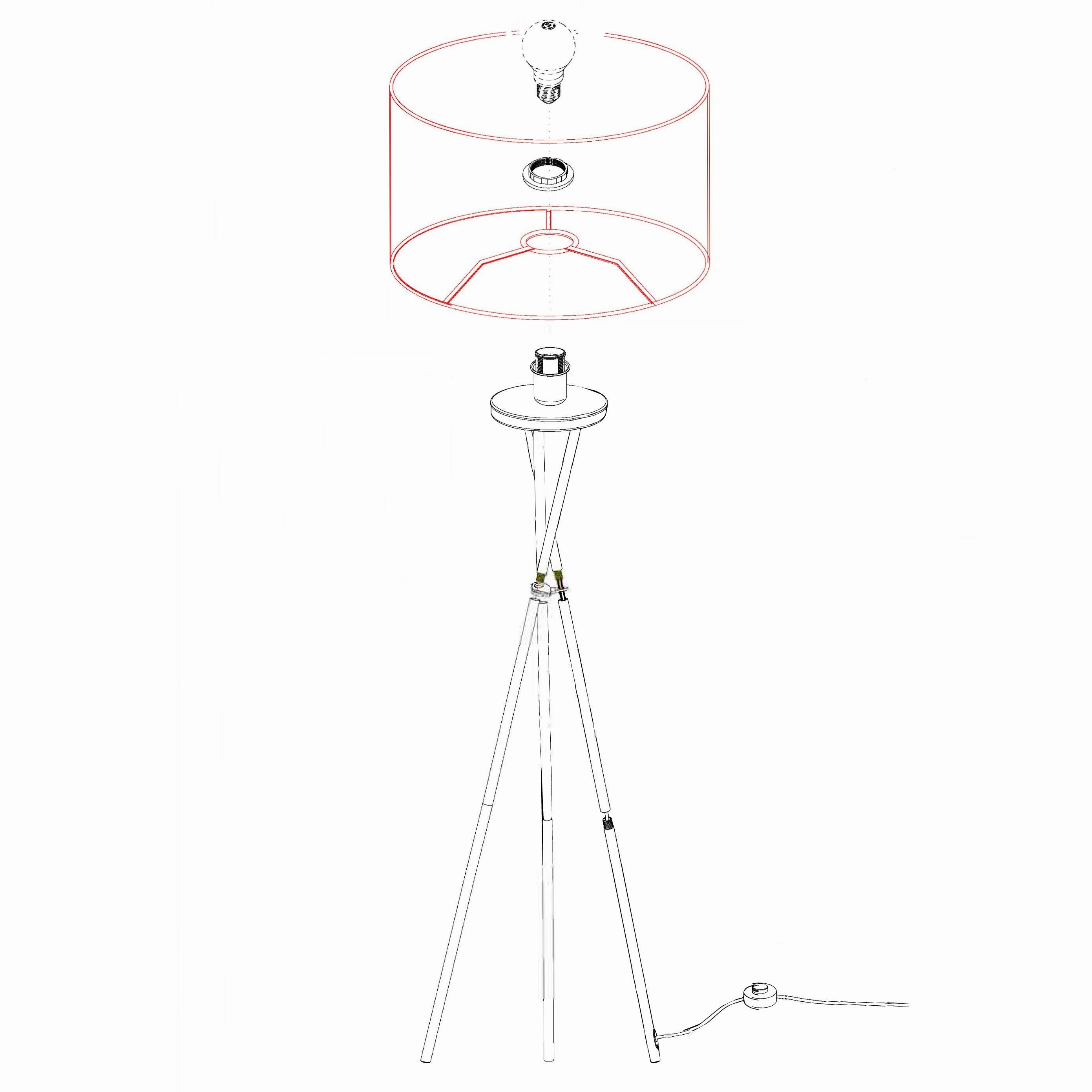 Eglo Fondachelli Black Tripod Floor Lamp - Fabric Black & Copper Shade
