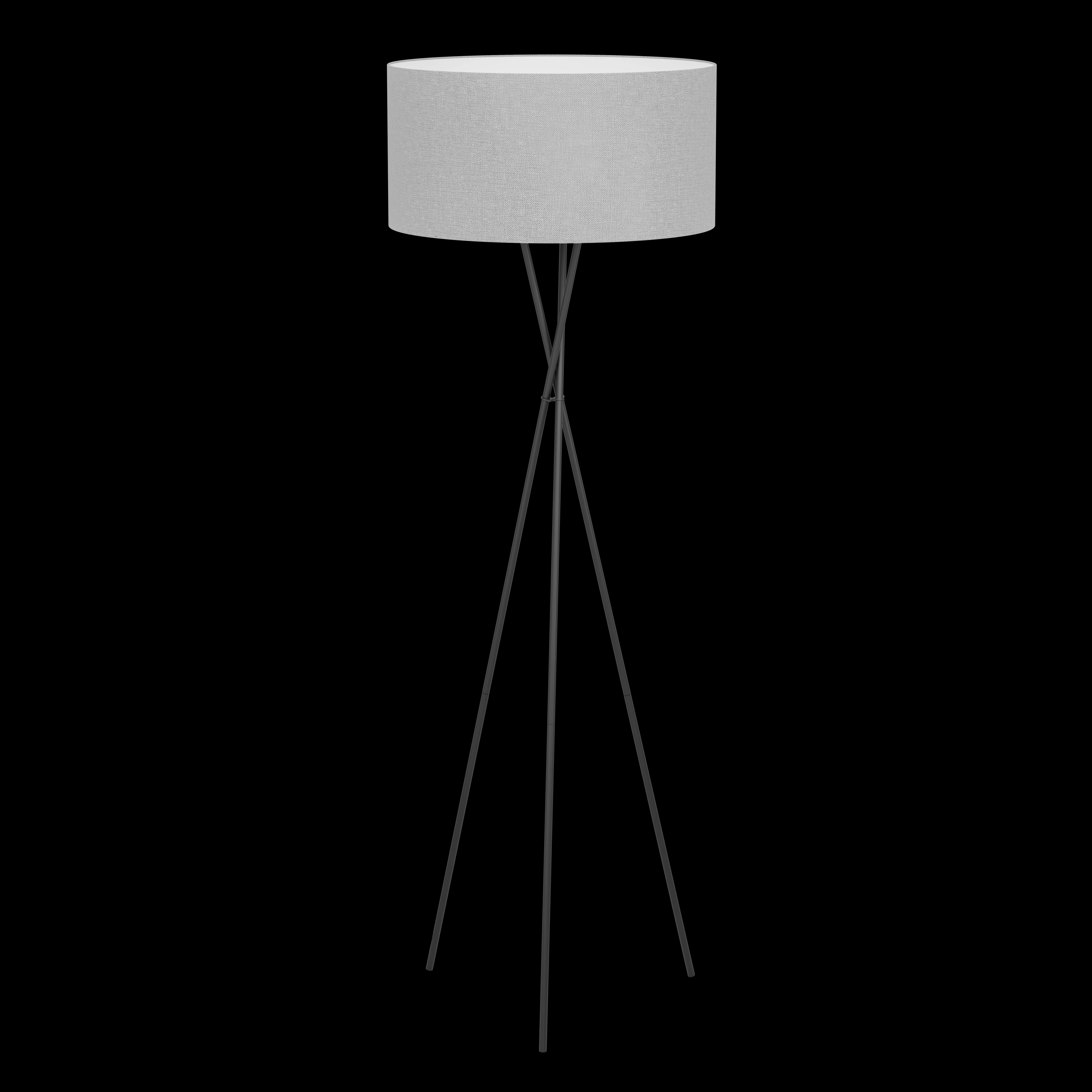 Eglo Fondachelli Black Tripod Floor Lamp - Grey Linen Shade