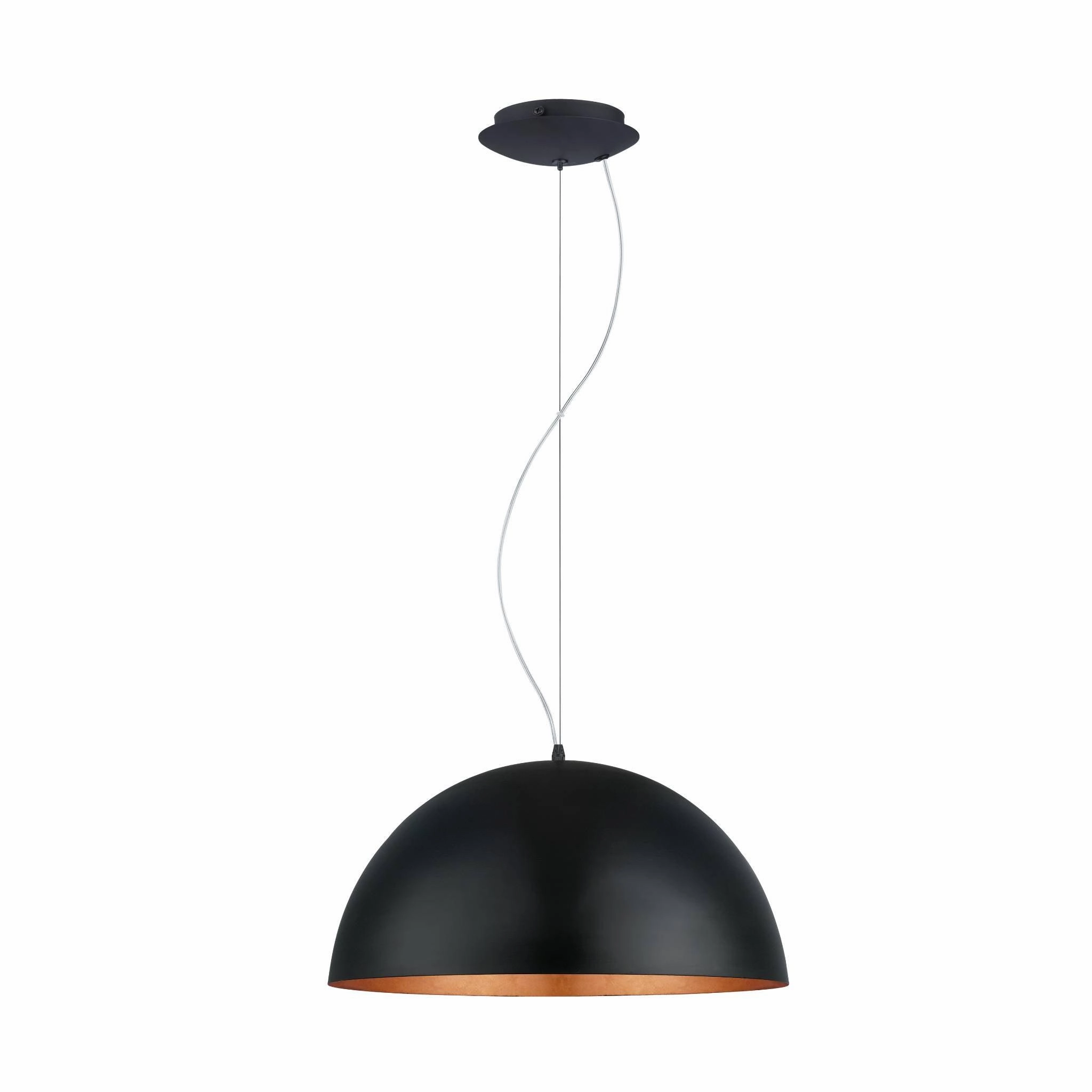 Eglo Gaetano 1 Round Black & Copper Ceiling Pendant - 53cm