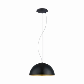 Eglo Gaetano 1 Round Black & Gold Ceiling Pendant - 38cm sleek LED ceiling lamp