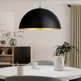 Eglo Gaetano 1 Round Black & Gold Ceiling Pendant - 53cm sleek LED ceiling lamp