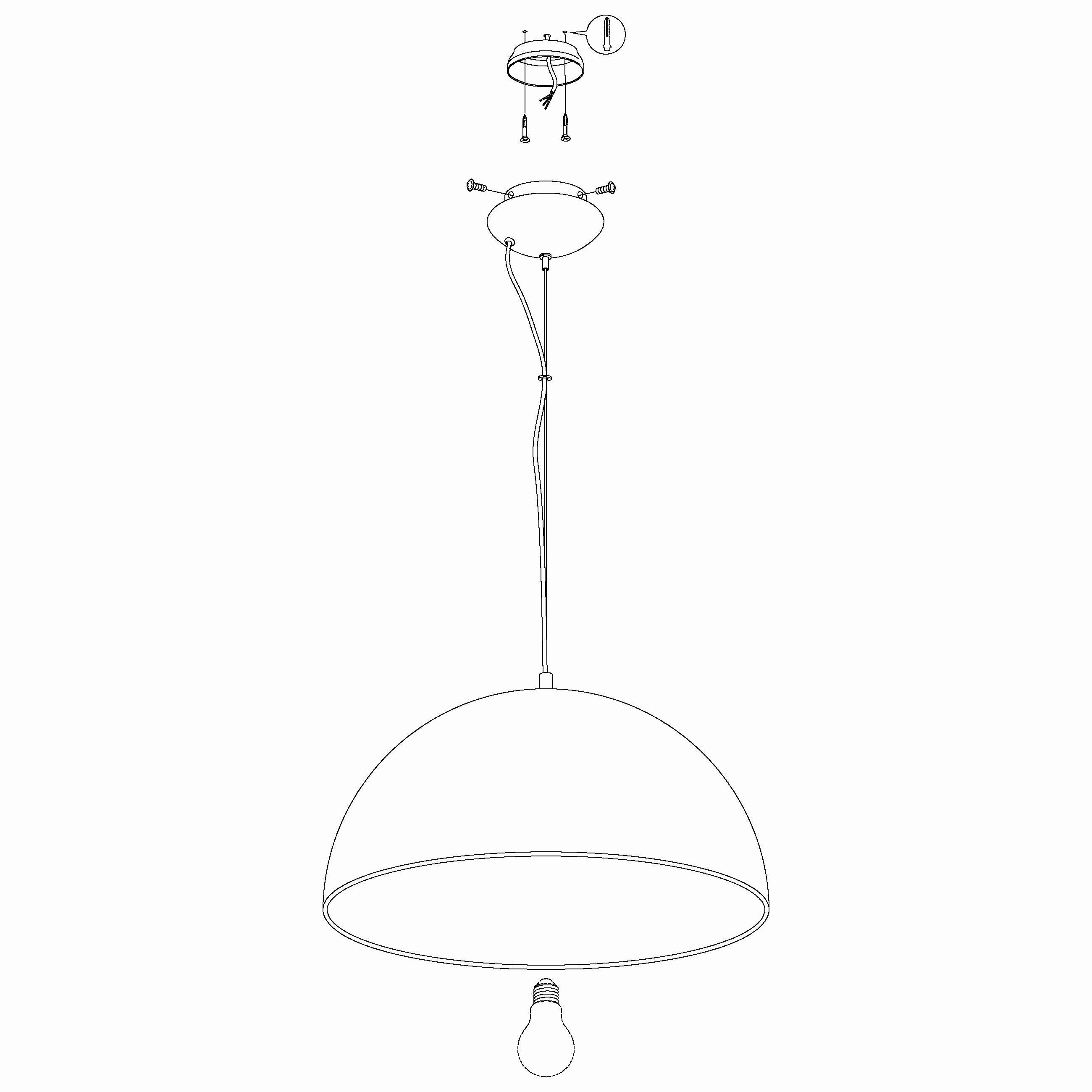 Eglo Gaetano 1 Round Black & Gold Ceiling Pendant - 53cm