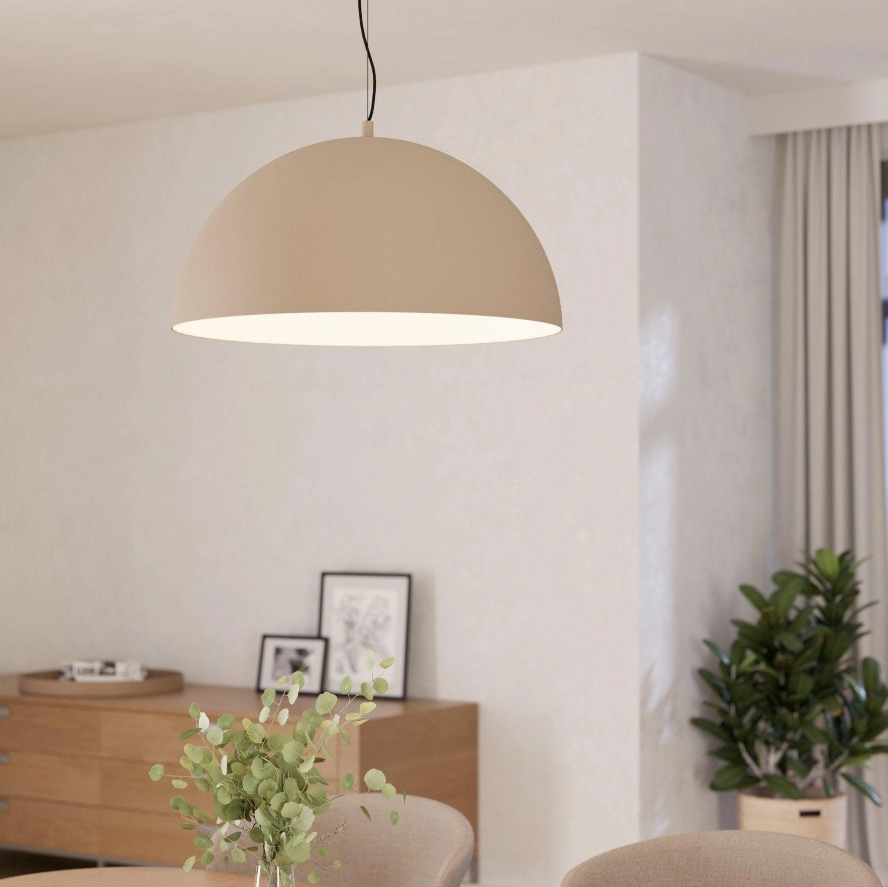 Eglo Gaetano 1 Sand-coloured Round Steel Shade Pendant flush mount ceiling fixture