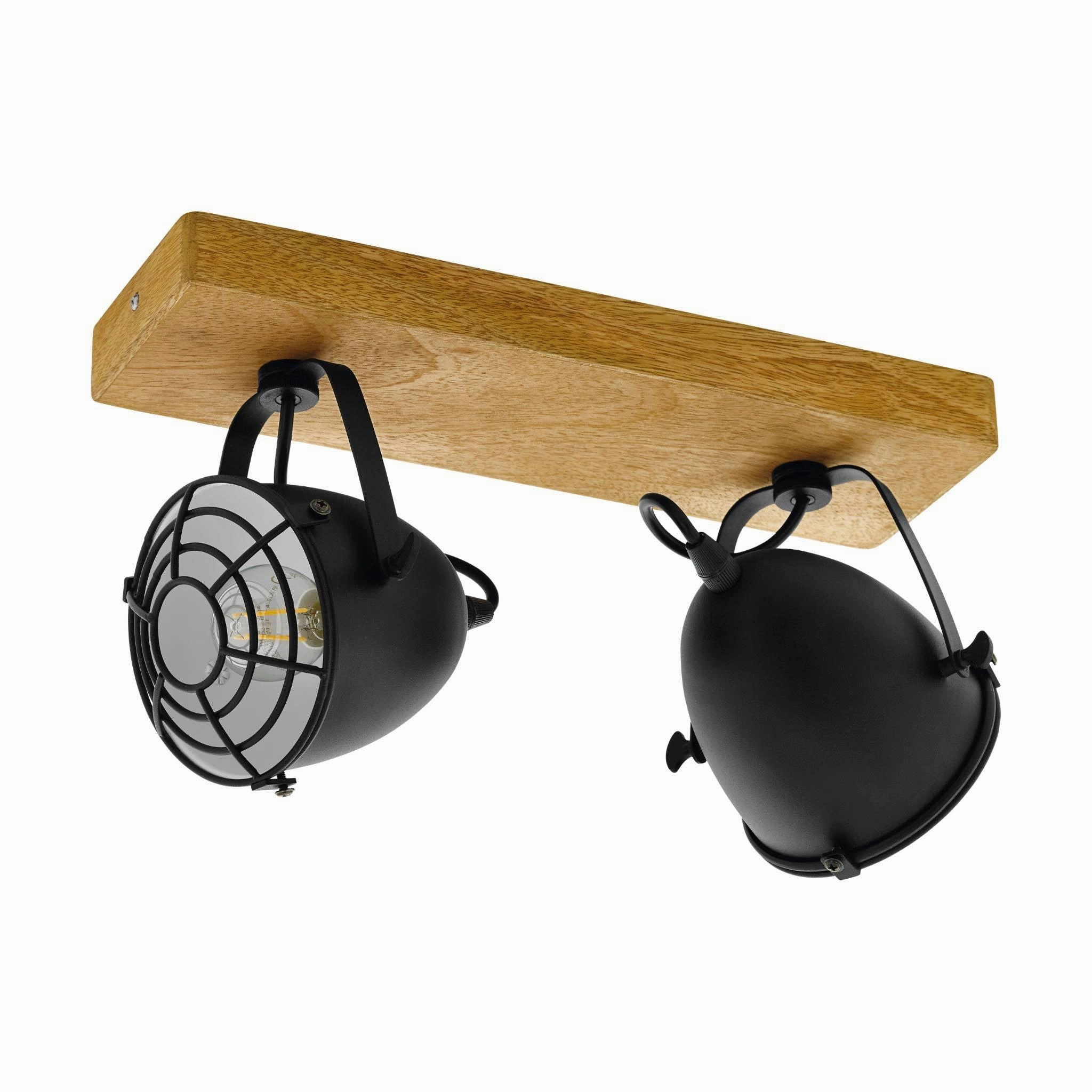 Eglo Gatebeck Wood & Black 2 Light Bar Spotlight