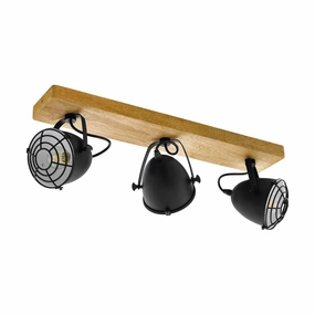 Eglo Gatebeck Wood & Black 3 Light Bar Spotlight tall arc lamp for living room