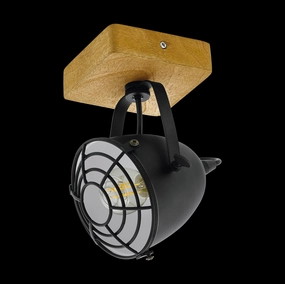 Eglo Gatebeck Wood & Black Wall Spotlight tall arc lamp for living room