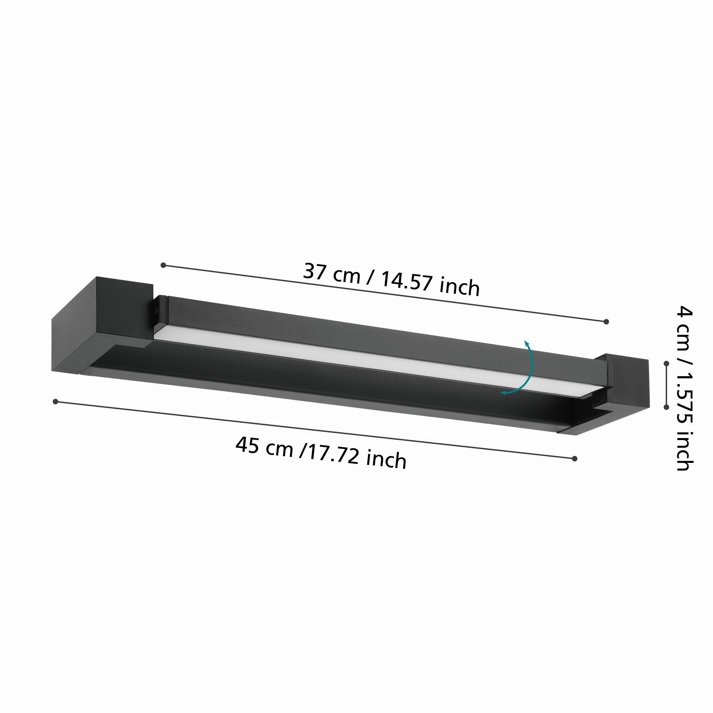 Eglo Gemiliana IP44 LED Black Bathroom Wall Light - 45cm