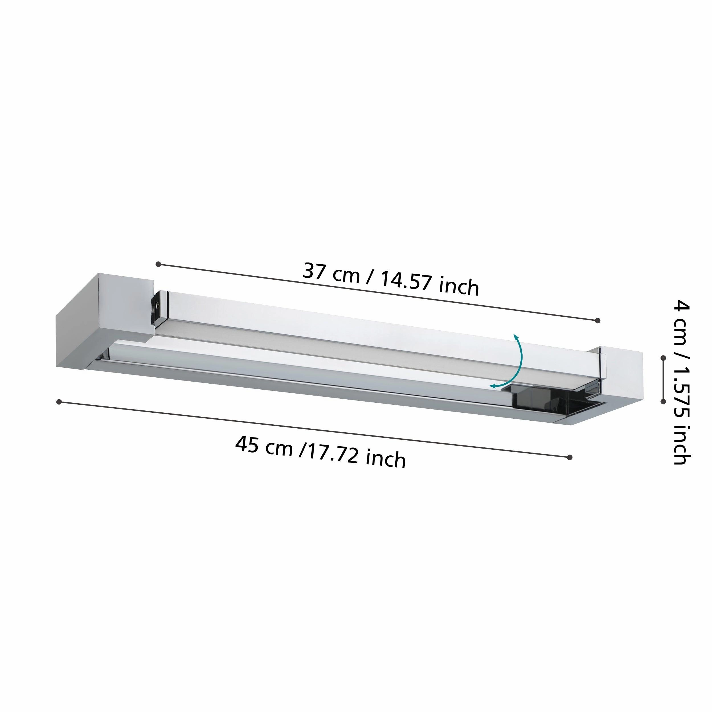 Eglo Gemiliana IP44 LED Chrome Bathroom Wall Light - 45cm