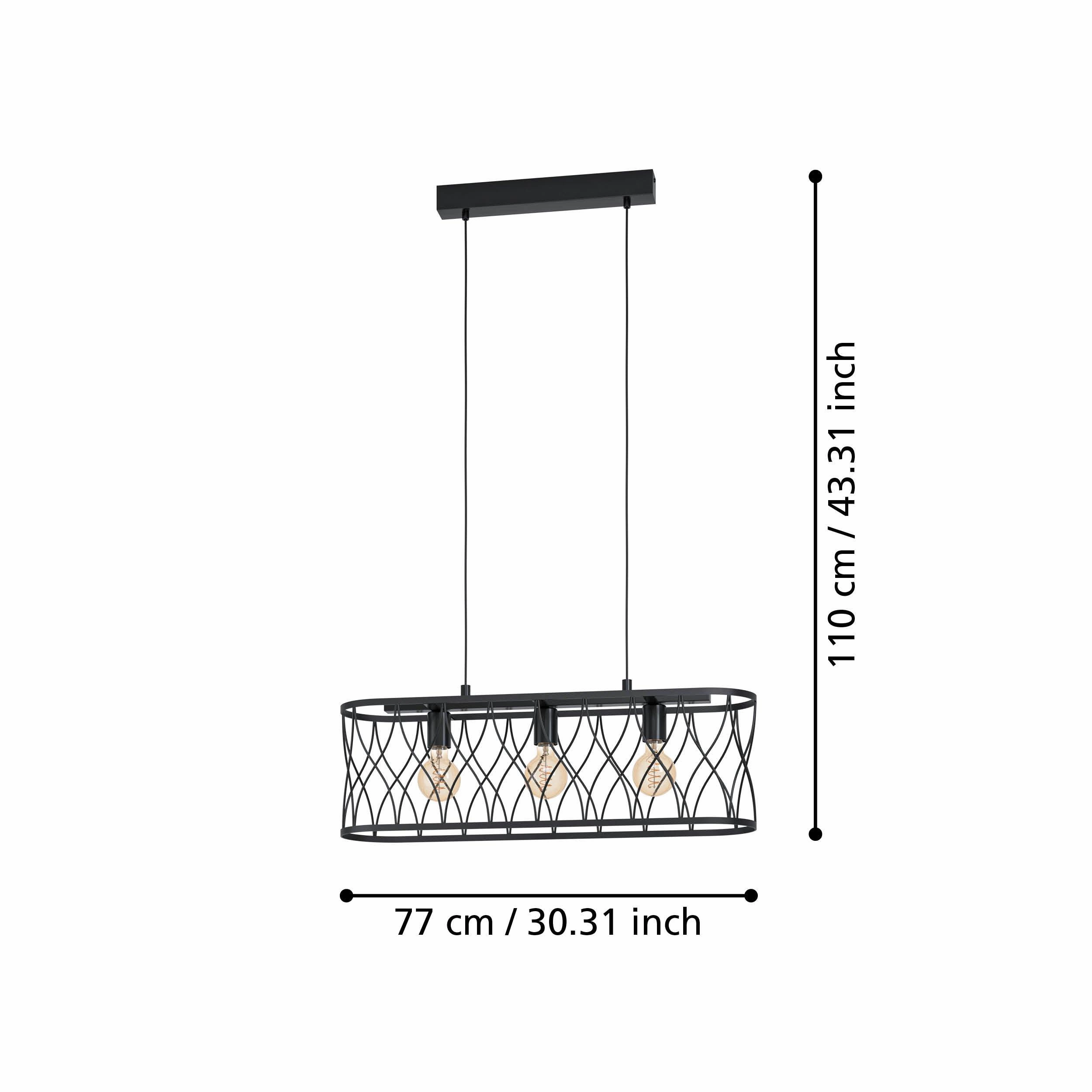 Eglo Giltspur 3 Light Black Wire Latticework Ceiling Pendant
