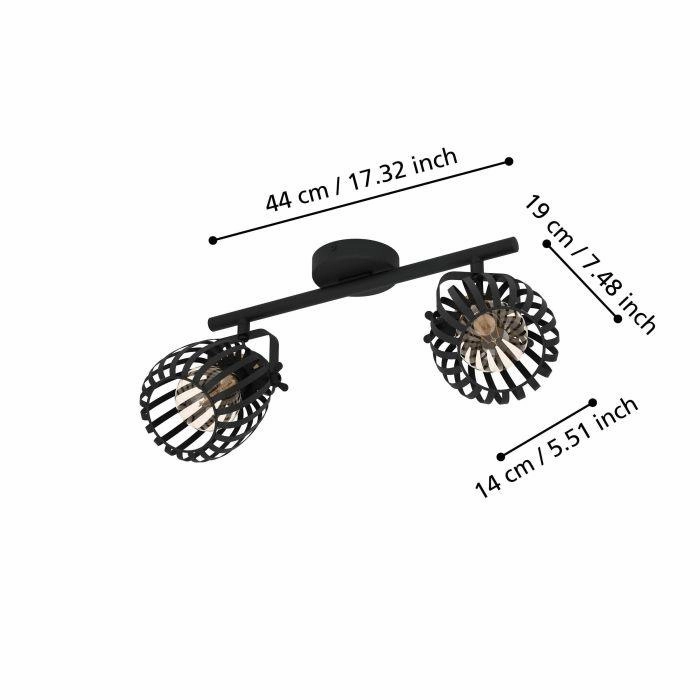 Eglo Girona Black & Brass 2 Light Bar Spotlight