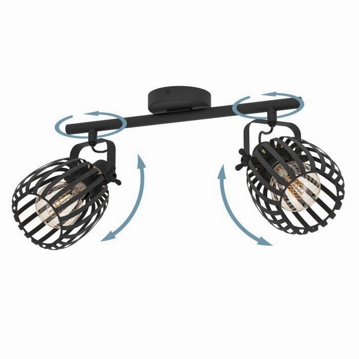 Eglo Girona Black & Brass 2 Light Bar Spotlight