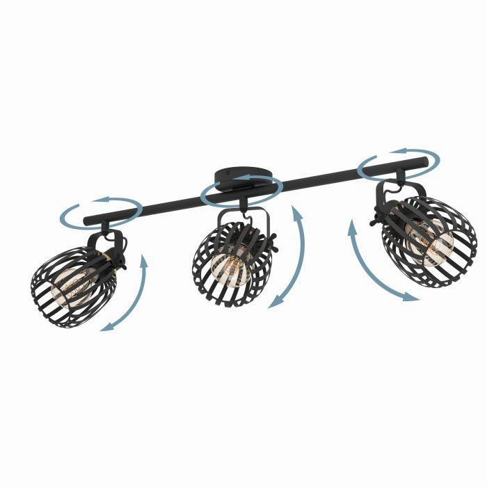 Eglo Girona Black & Brass 3 Light Bar Spotlight