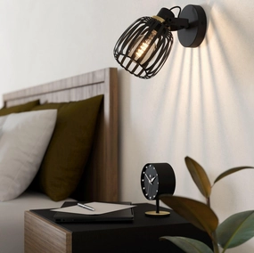 Eglo Girona Black & Brass Wall Spotlight tall arc lamp for living room