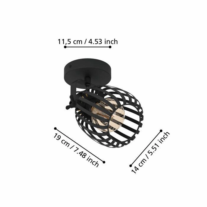 Eglo Girona Black & Brass Wall Spotlight