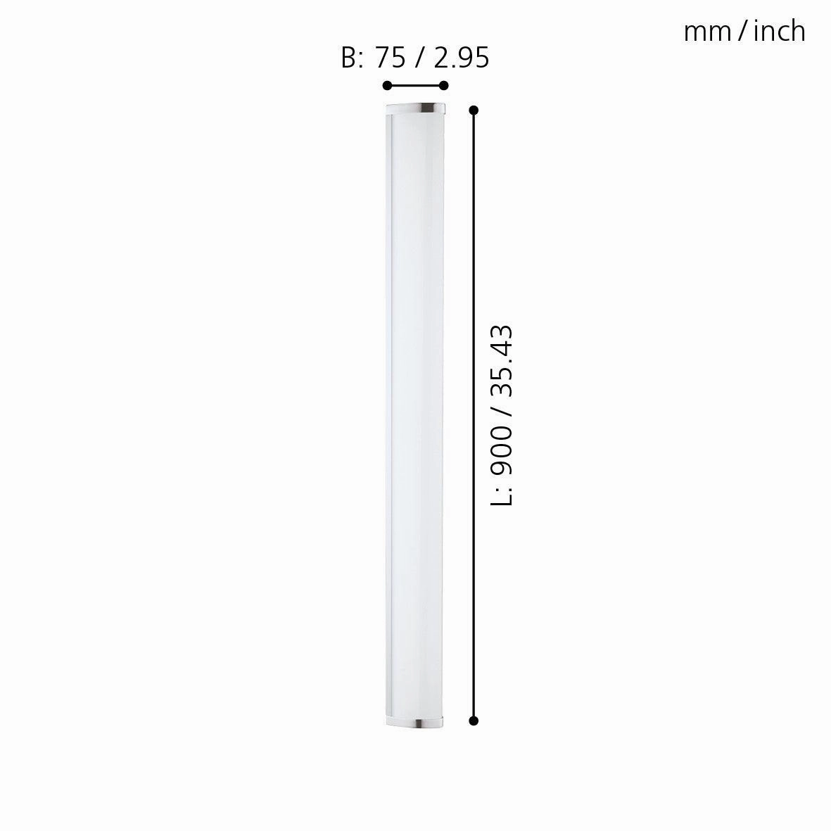 Eglo Gita 2 IP44 Chrome LED Bathroom Wall Light - 90cm