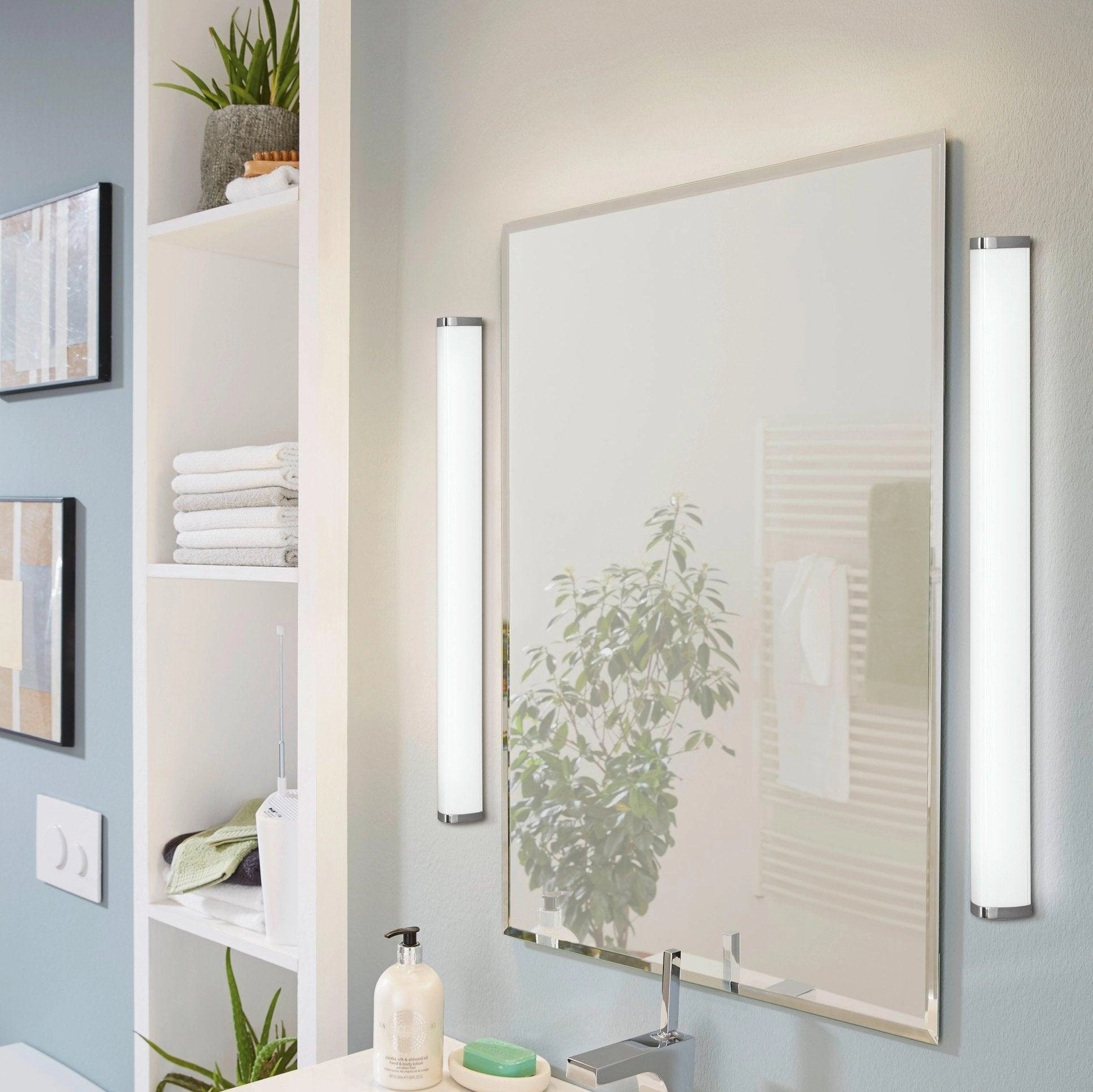 Eglo Gita 2 IP44 Chrome LED Bathroom Wall Light - 90cm