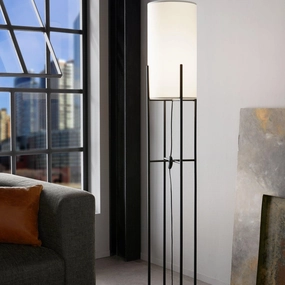 Eglo Glastonbury Black Metal Floor Lamp With White Fabric Shade creative lampshade design