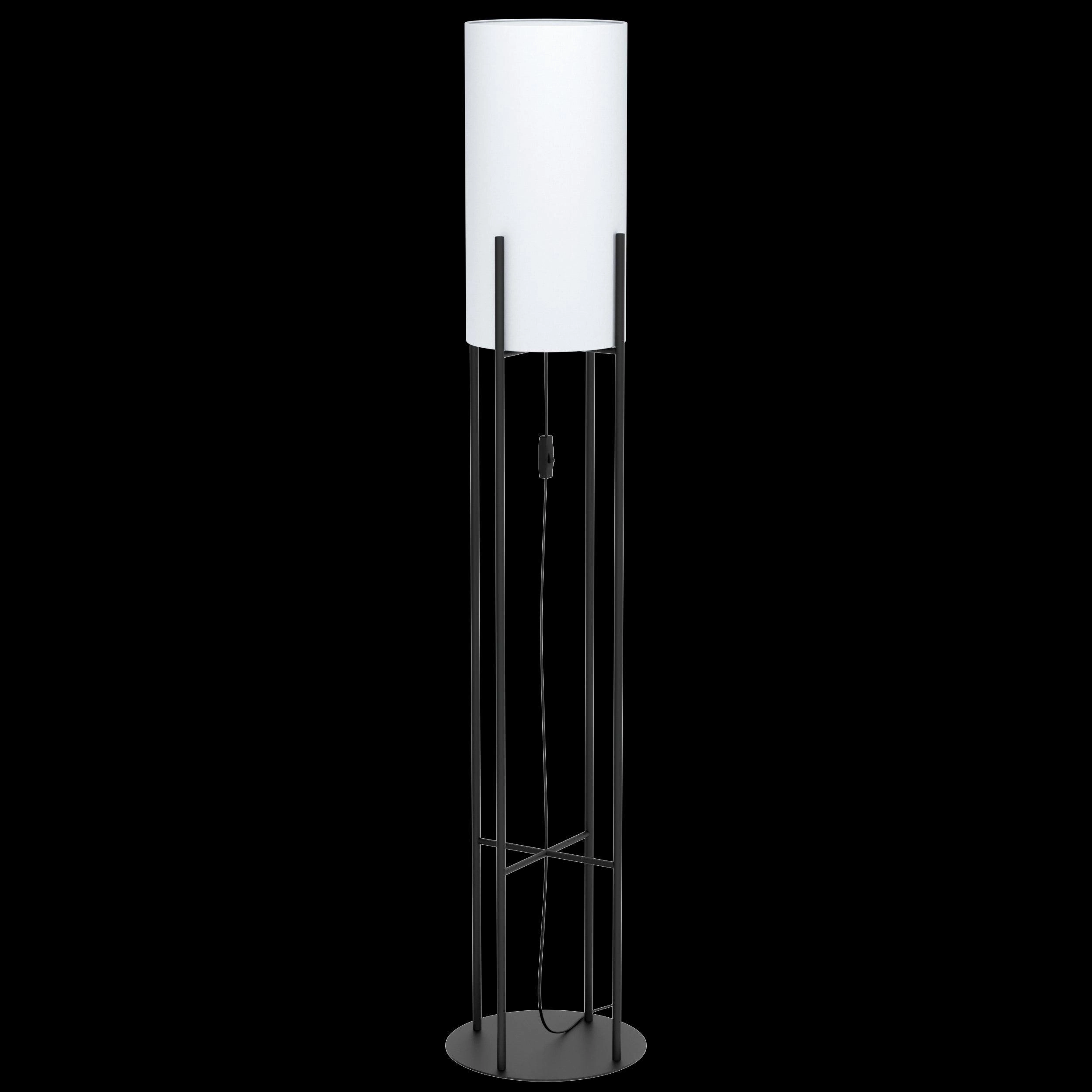 Eglo Glastonbury Black Metal Floor Lamp With White Fabric Shade