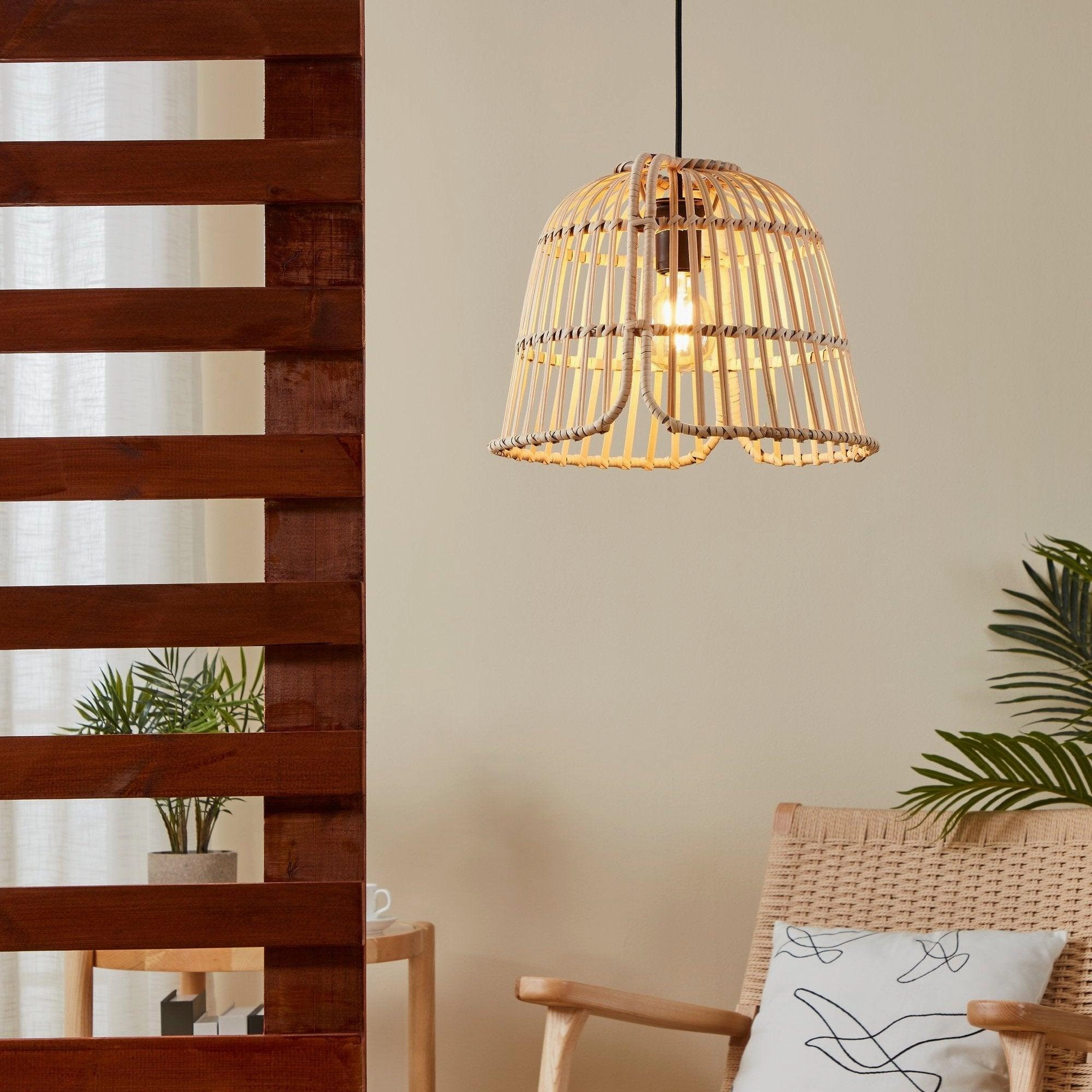 Eglo Glyneath Rattan Wicker Ceiling Pendant flush mount ceiling fixture