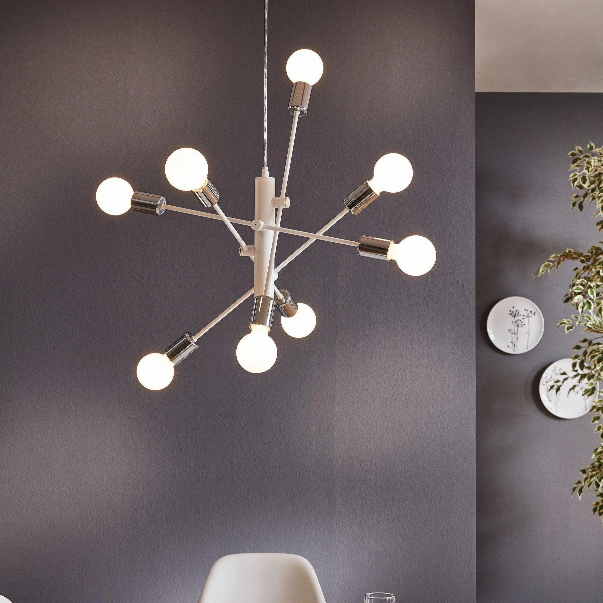 Eglo Gradoli 8 Light White & Chrome Ceiling Pendant