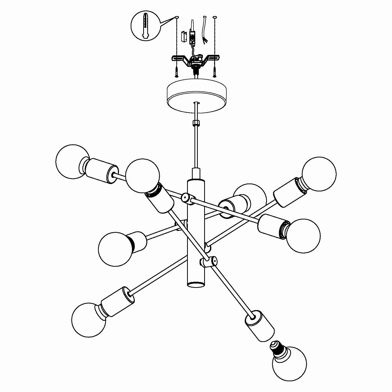 Eglo Gradoli 8 Light White & Chrome Ceiling Pendant