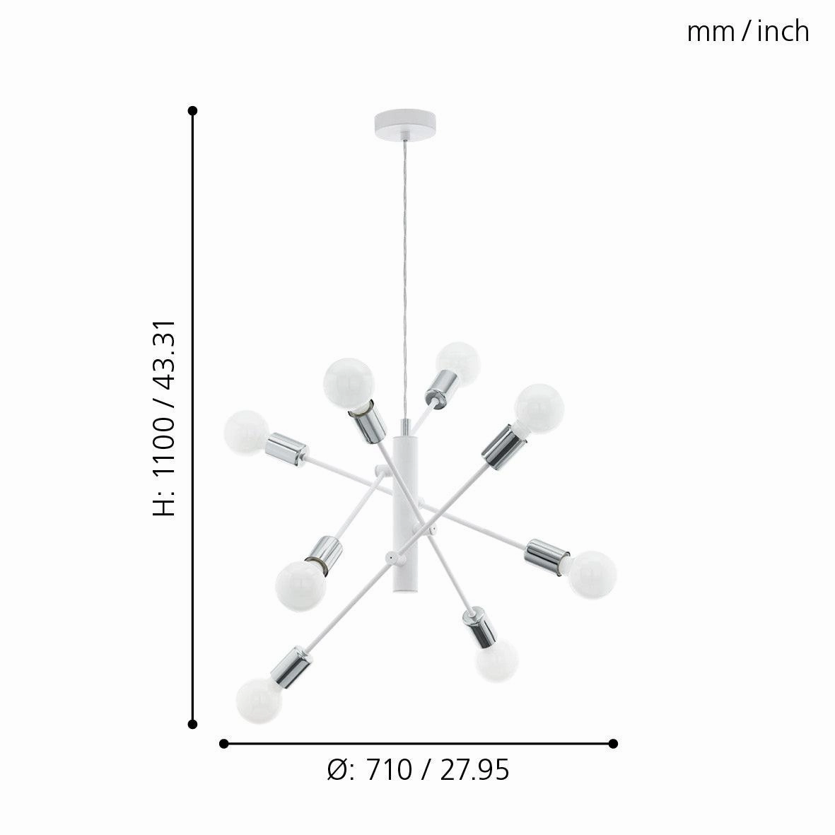 Eglo Gradoli 8 Light White & Chrome Ceiling Pendant