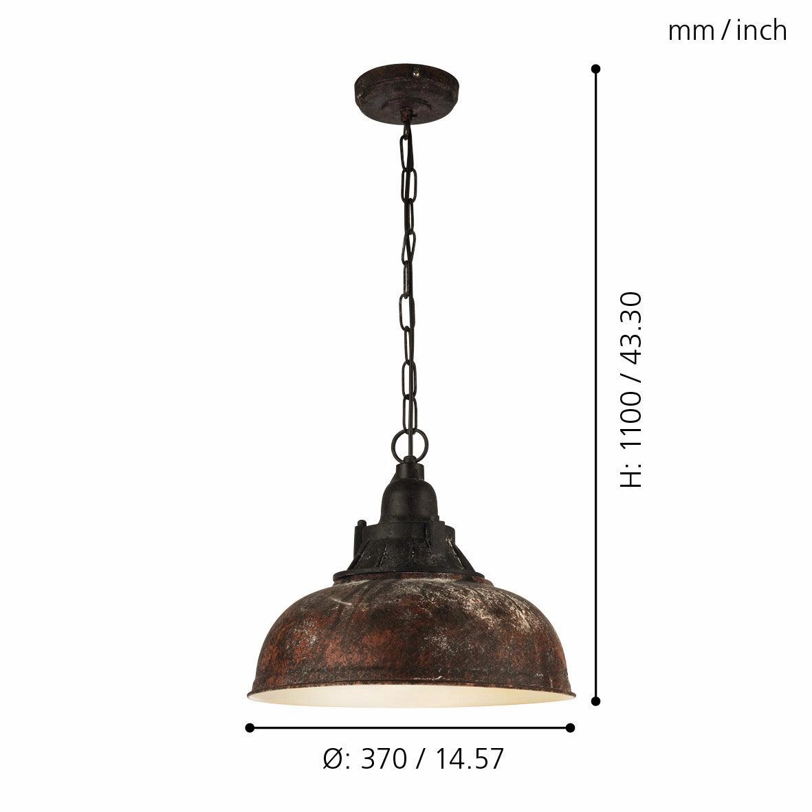 Eglo Grantham 1 Antique Brown Steel Ceiling Pendant