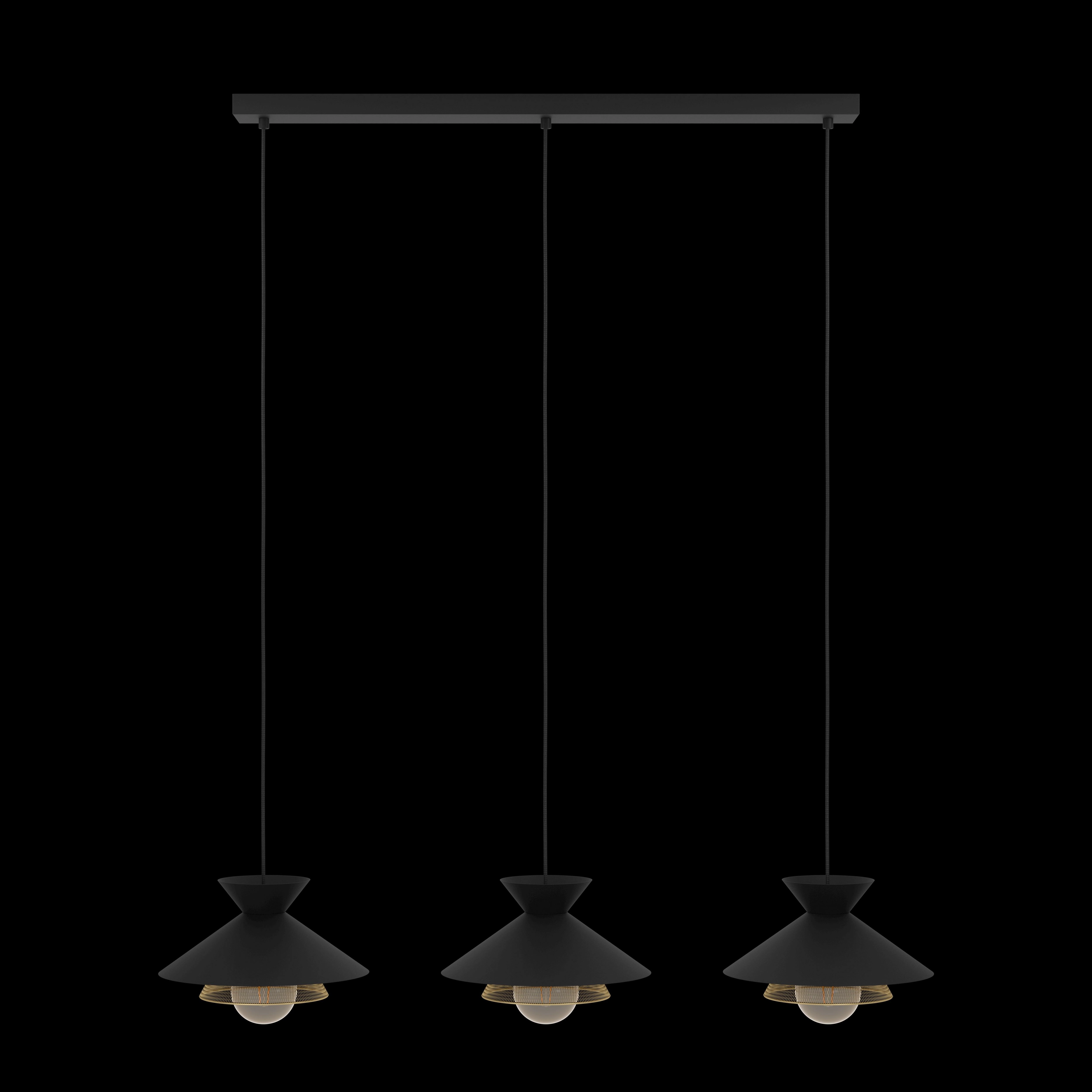 Eglo Grizedale 3 Light Black & Brass Japanese-Inspired Ceiling Pendant