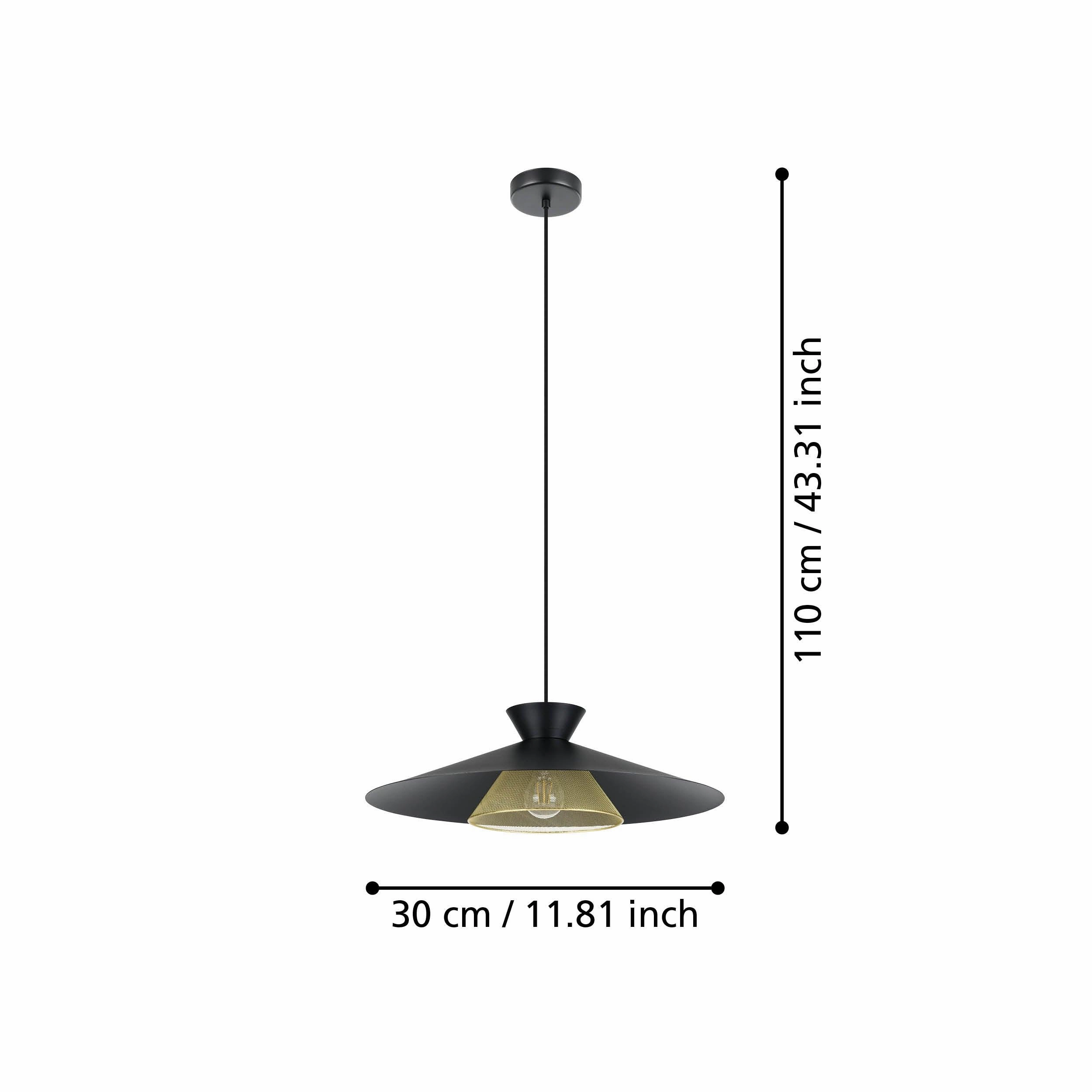 Eglo Grizedale Black & Brass Japanese-Inspired Ceiling Pendant