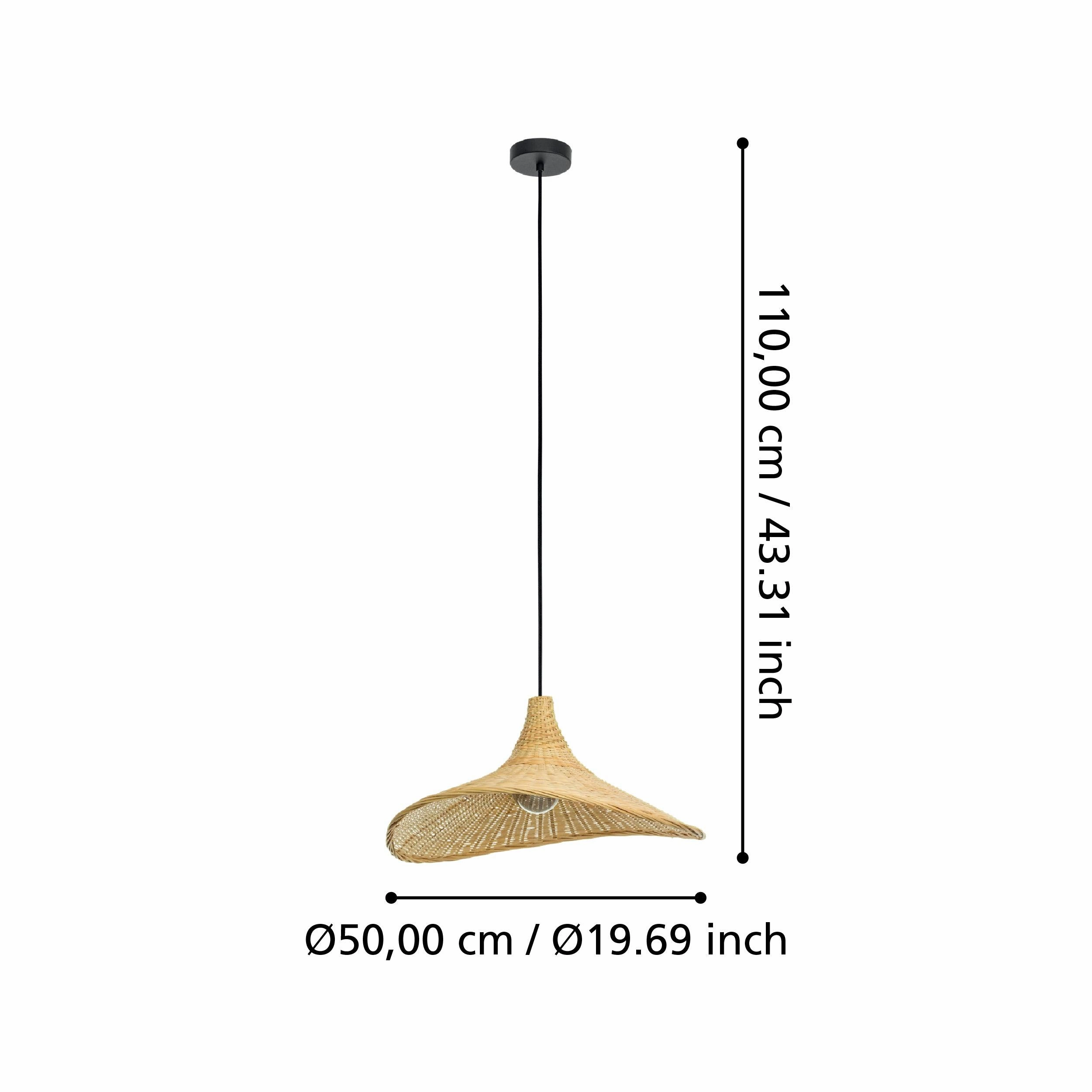 Eglo Haxey Curved Bamboo Wicker Ceiling Pendant