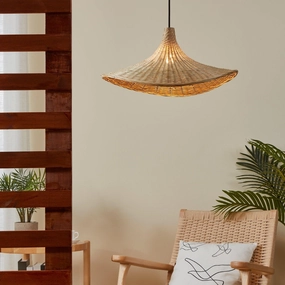 Eglo Haxey Curved Bamboo Wicker Ceiling Pendant sleek LED ceiling lamp