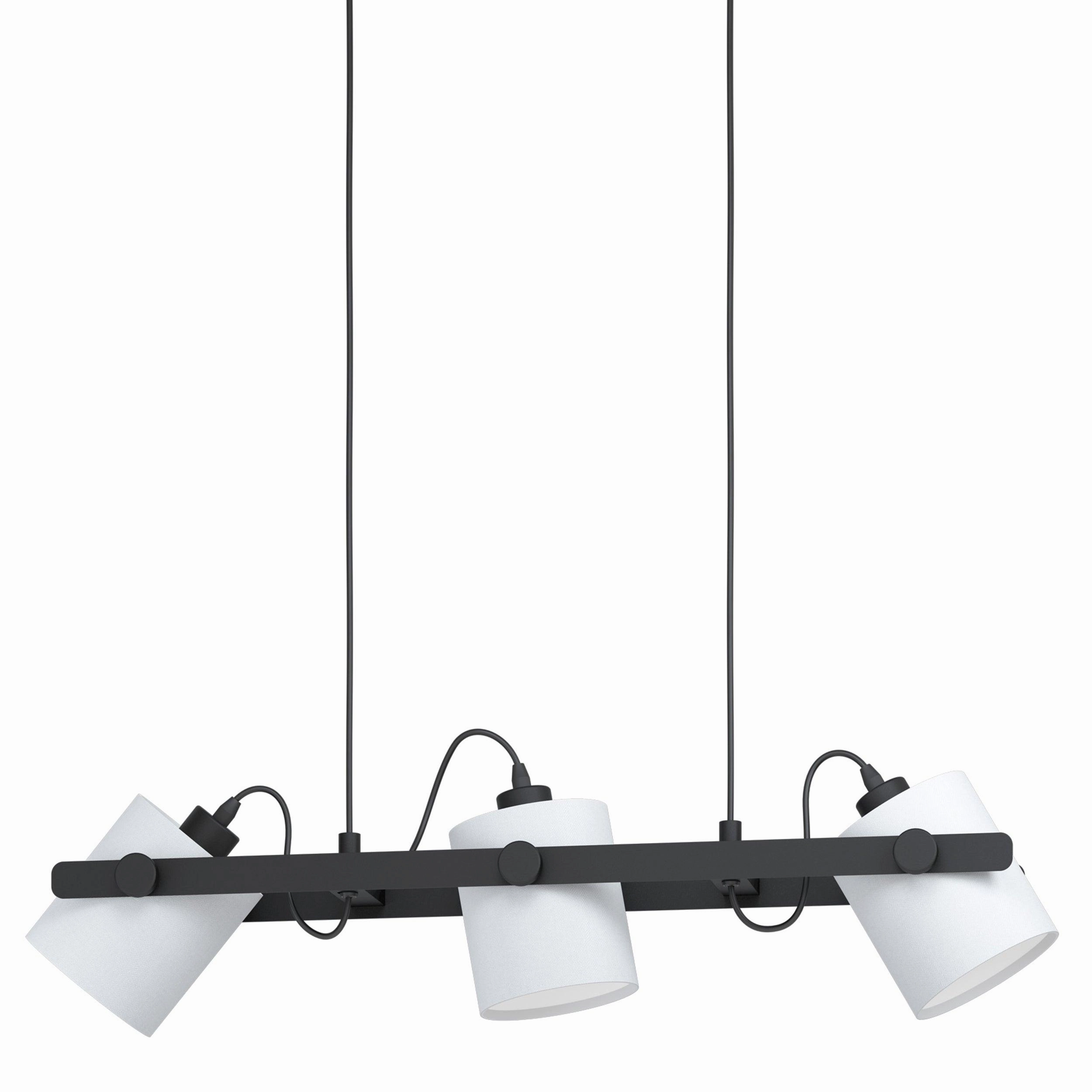 Eglo Hornwood 1 Wooden 3 Light Pivoting White Lampshade Pendant