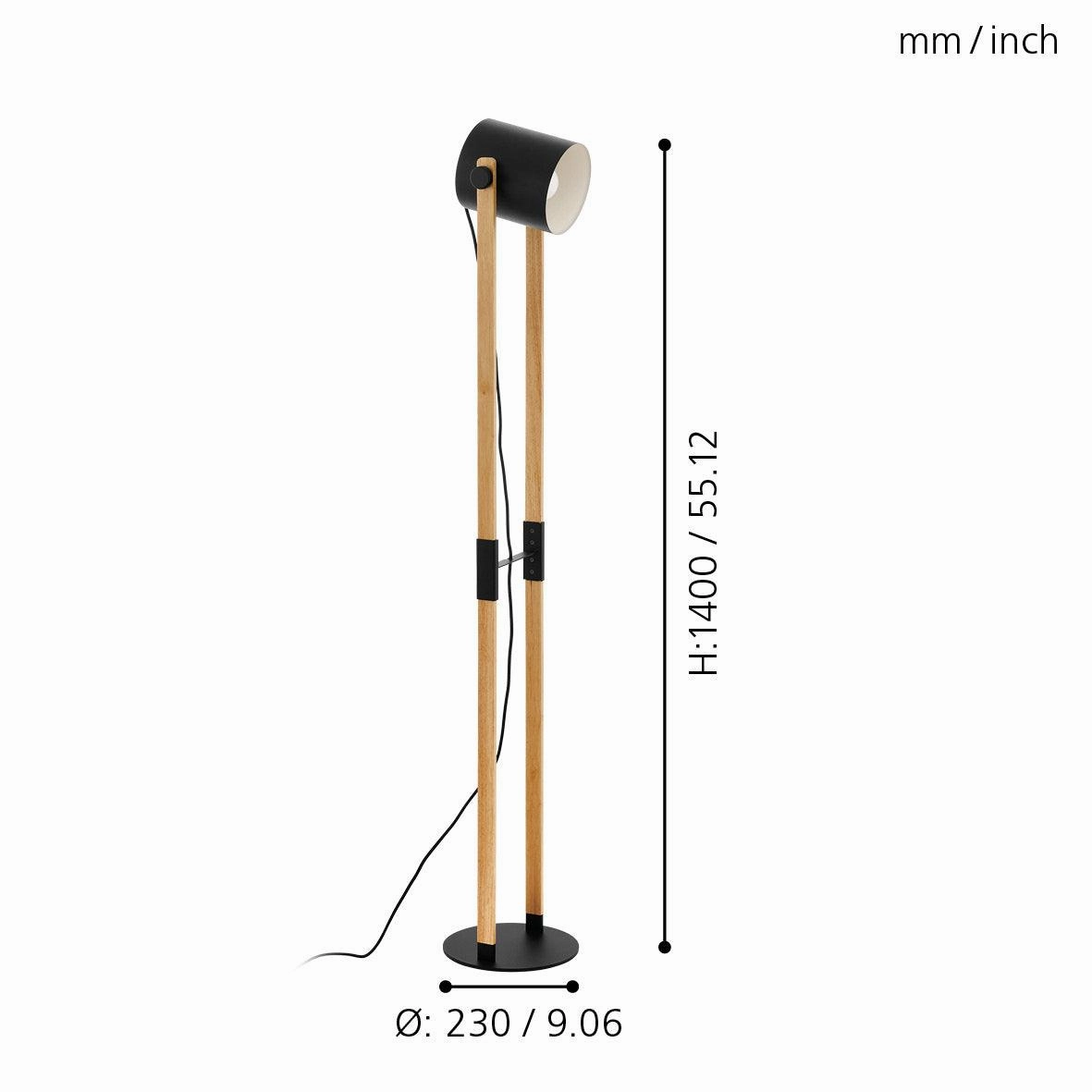 Eglo Hornwood Black & Wooden Floor Lamp