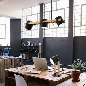Eglo Hornwood Wooden Bar Ceiling Pendant With Black Shades sleek LED ceiling lamp