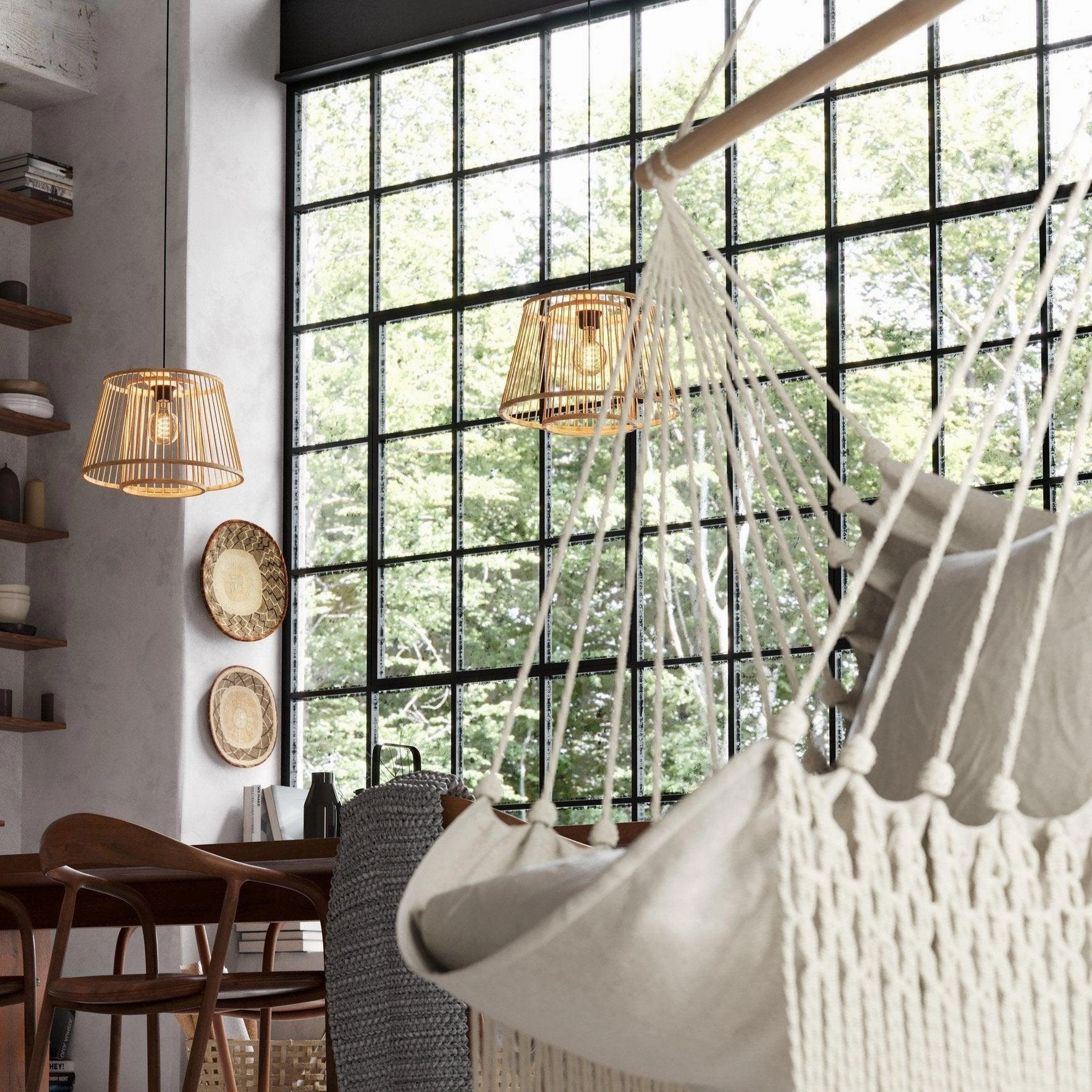 Eglo Hykeham Bamboo Lamp Shade Ceiling Pendant