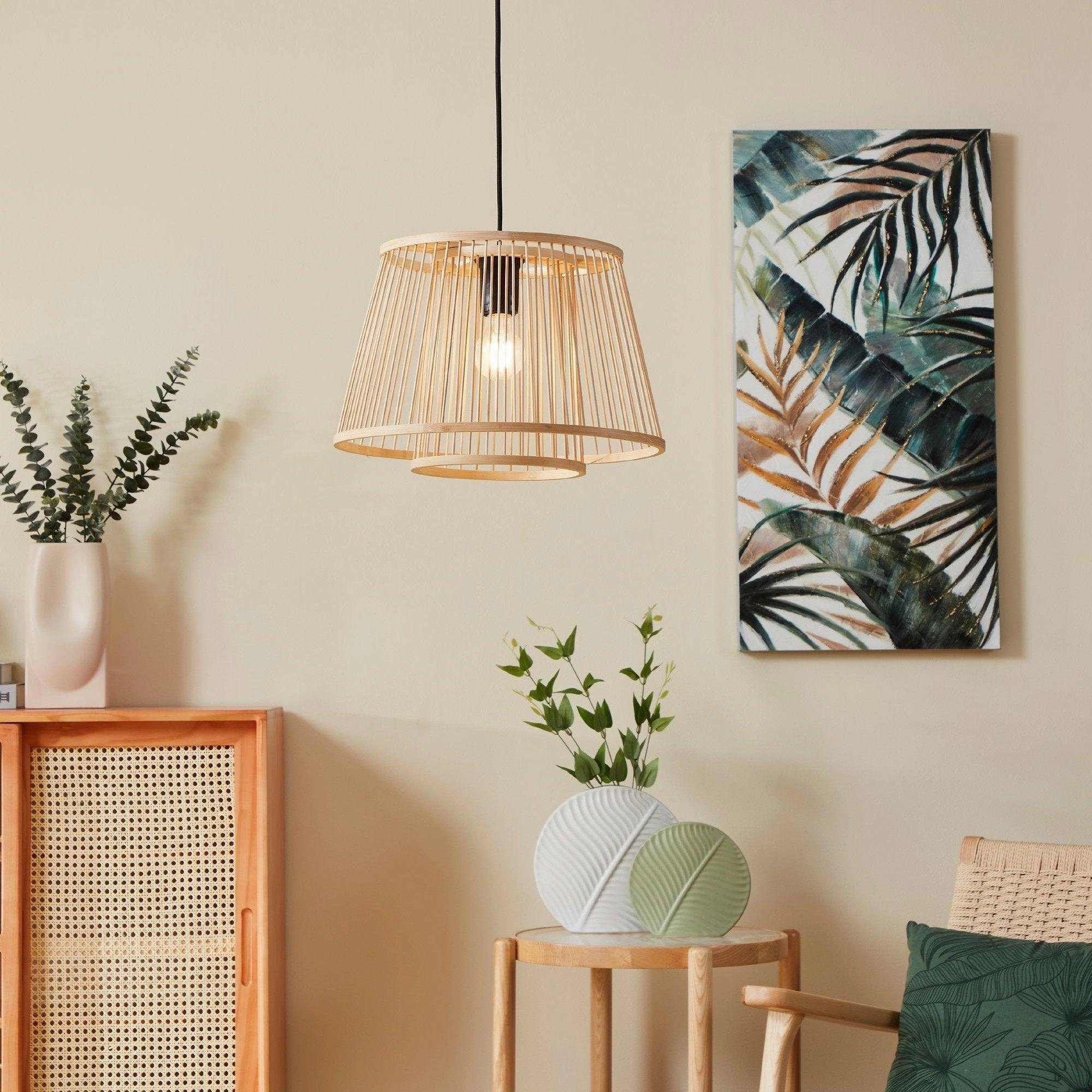 Eglo Hykeham Bamboo Lamp Shade Ceiling Pendant