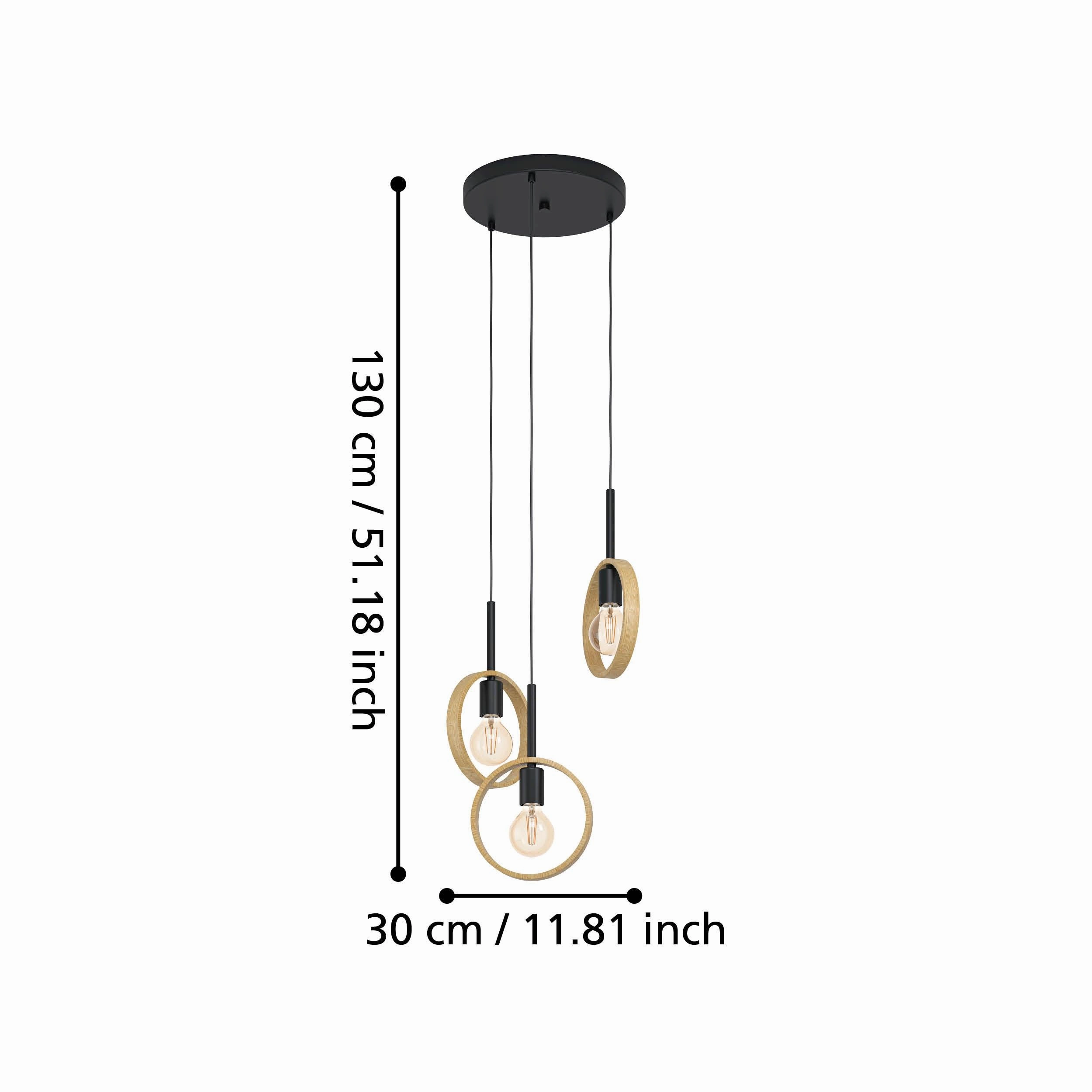 Eglo Ipsden 3 Light Hoop Black Ceiling Pendant