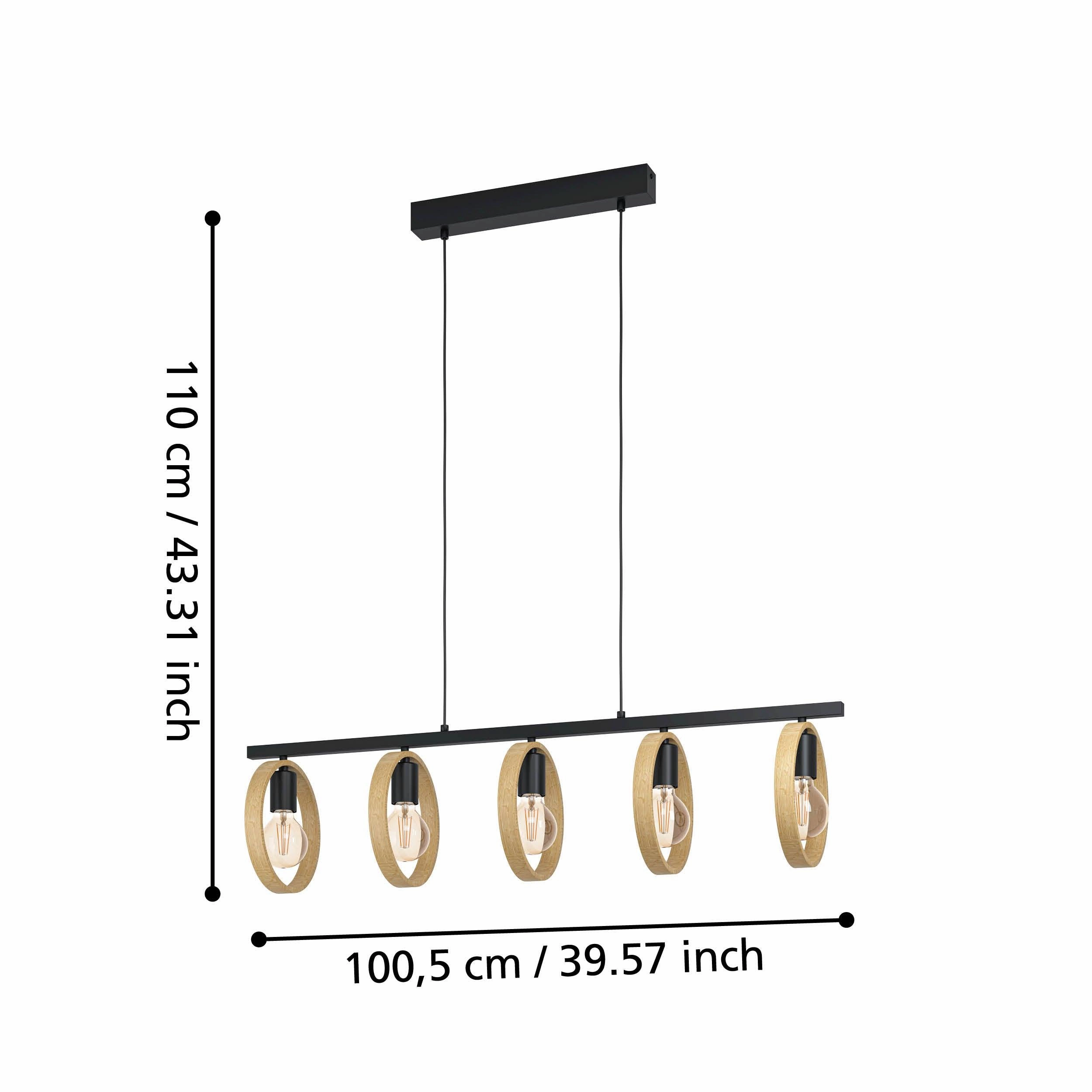 Eglo Ipsden 5 Light Hoop Black Ceiling Pendant