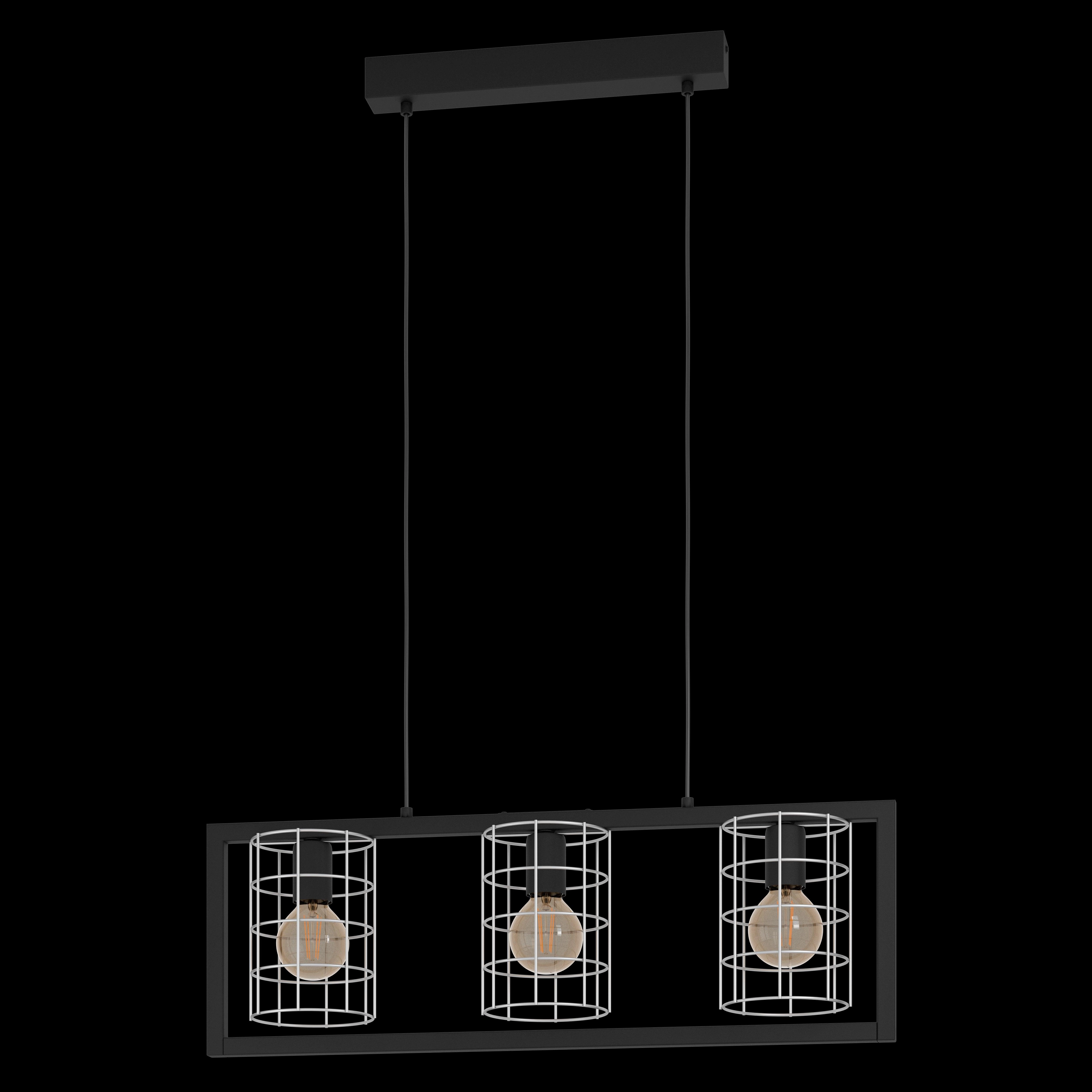Eglo Jubily 3 Light Black & Zinc Caged Ceiling Pendant