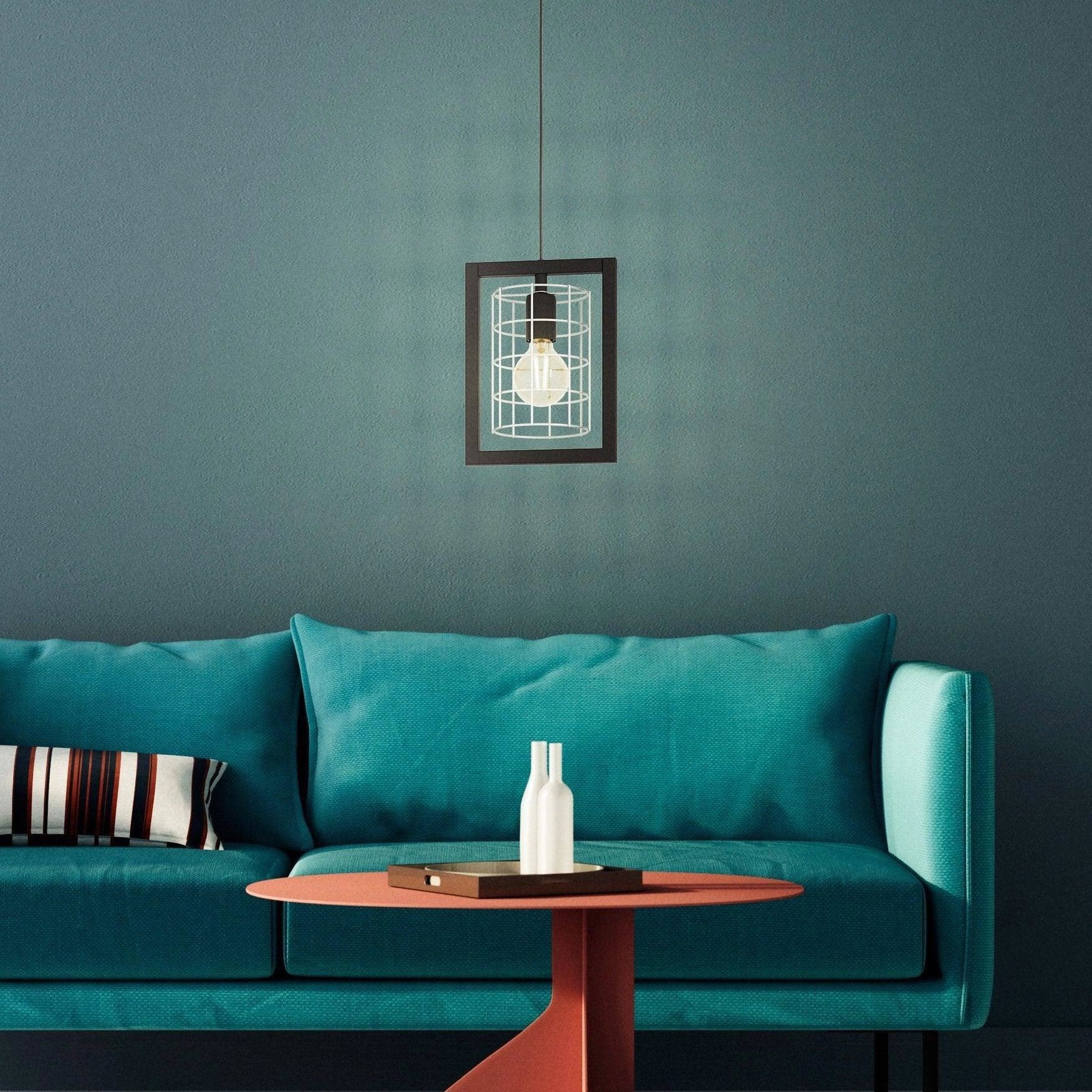 Eglo Jubily Black & Zinc Caged Ceiling Pendant sleek LED ceiling lamp