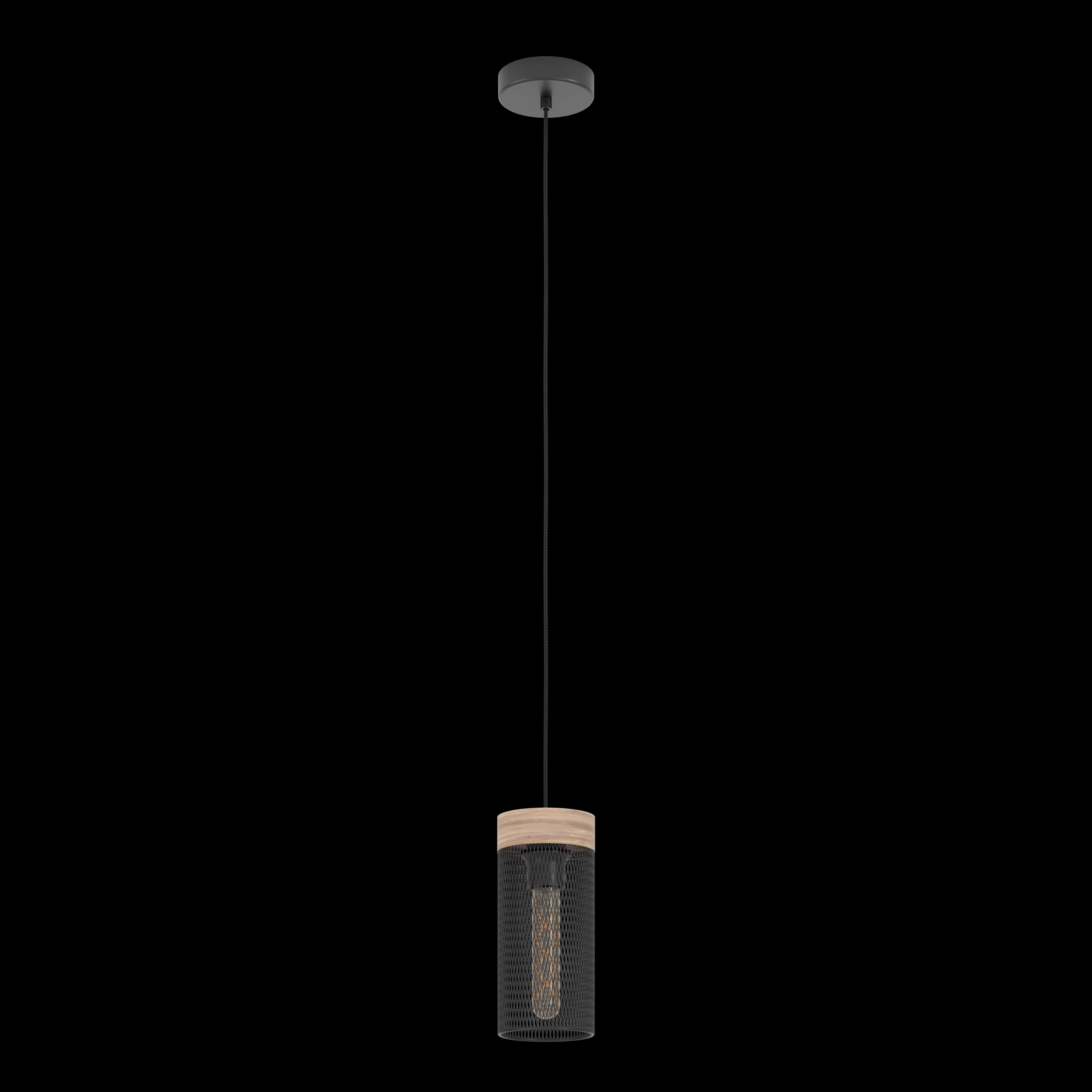Eglo Kilnsdale Wood & Black Metal Mesh Ceiling Pendant