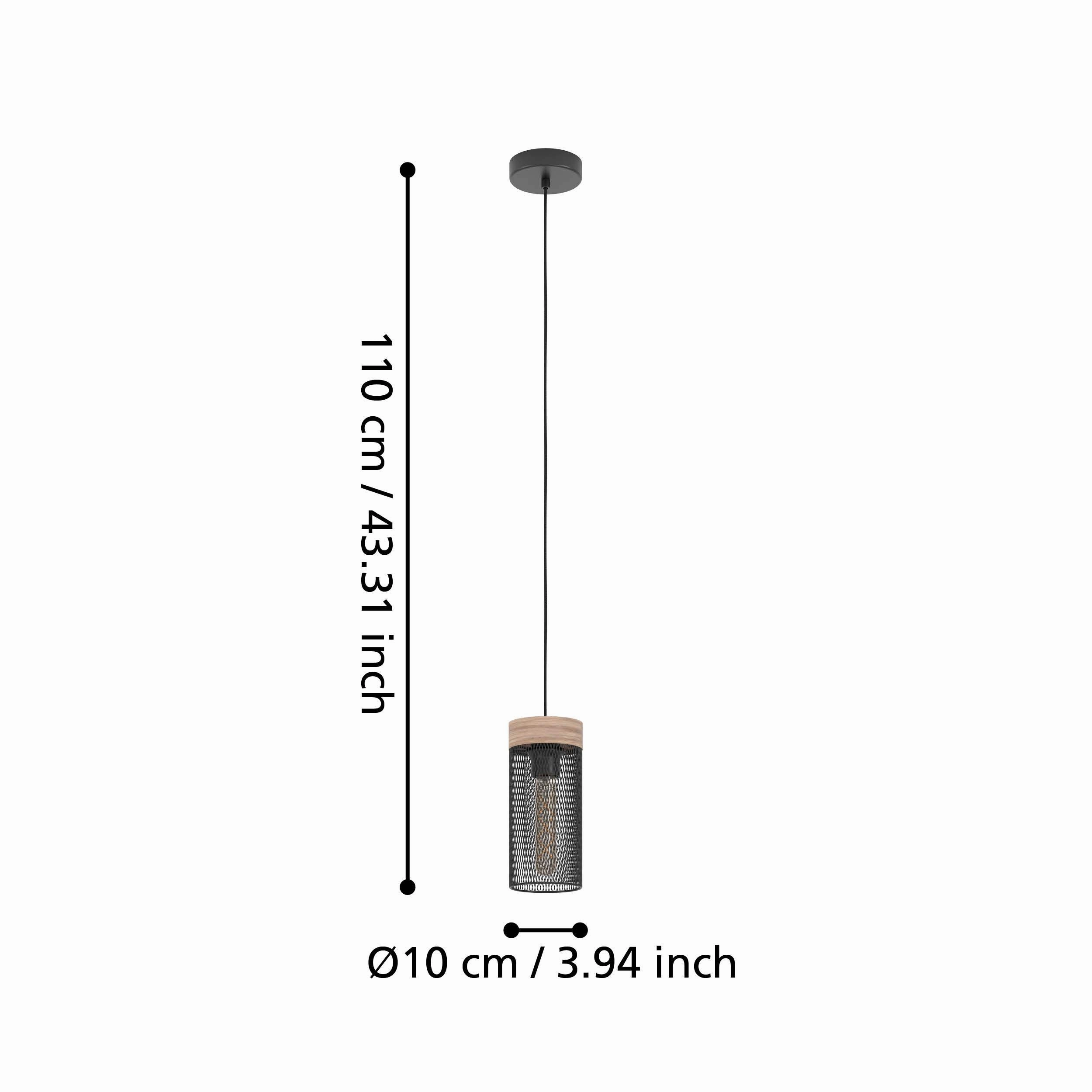 Eglo Kilnsdale Wood & Black Metal Mesh Ceiling Pendant