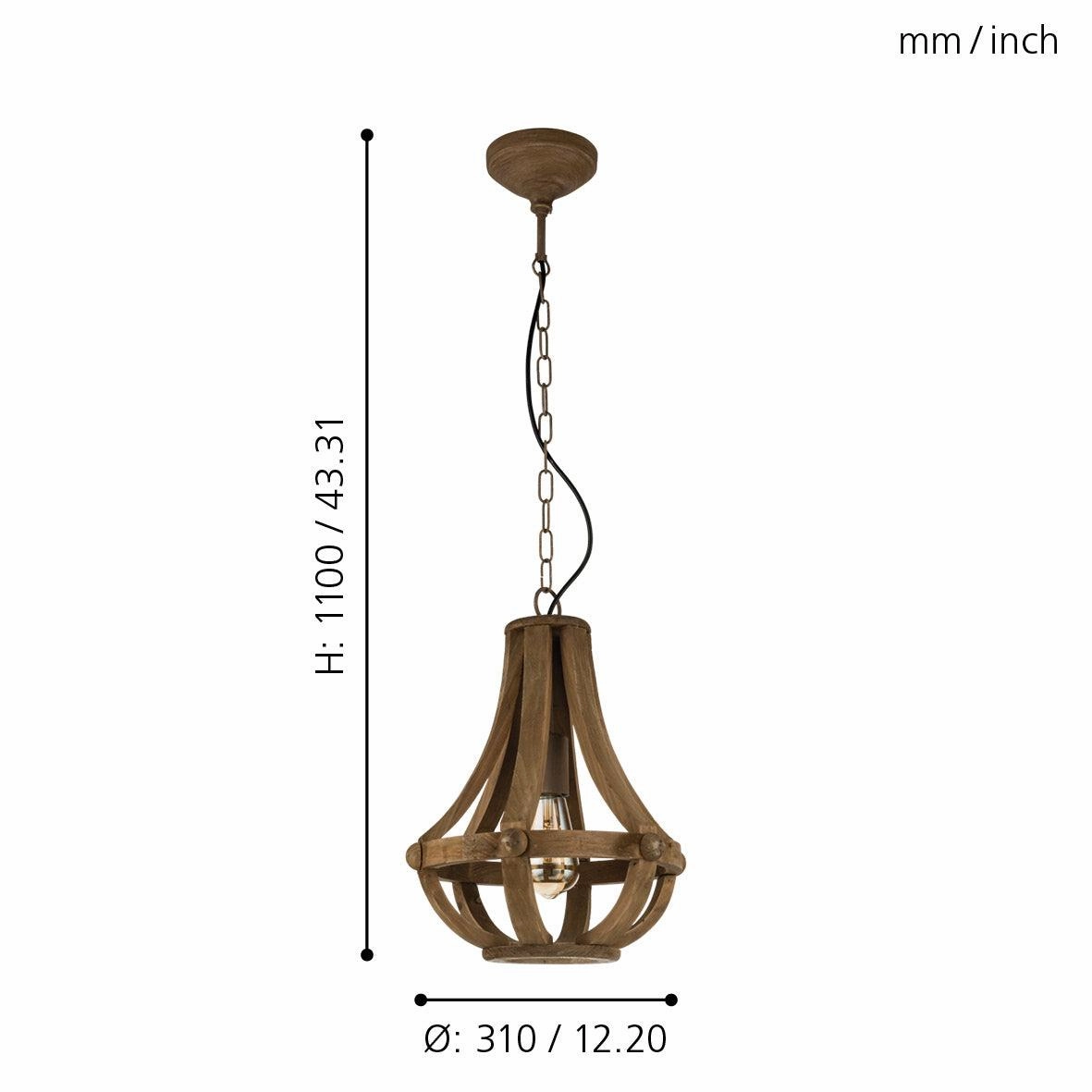 Eglo Kinross Brown Wood Ceiling Pendant