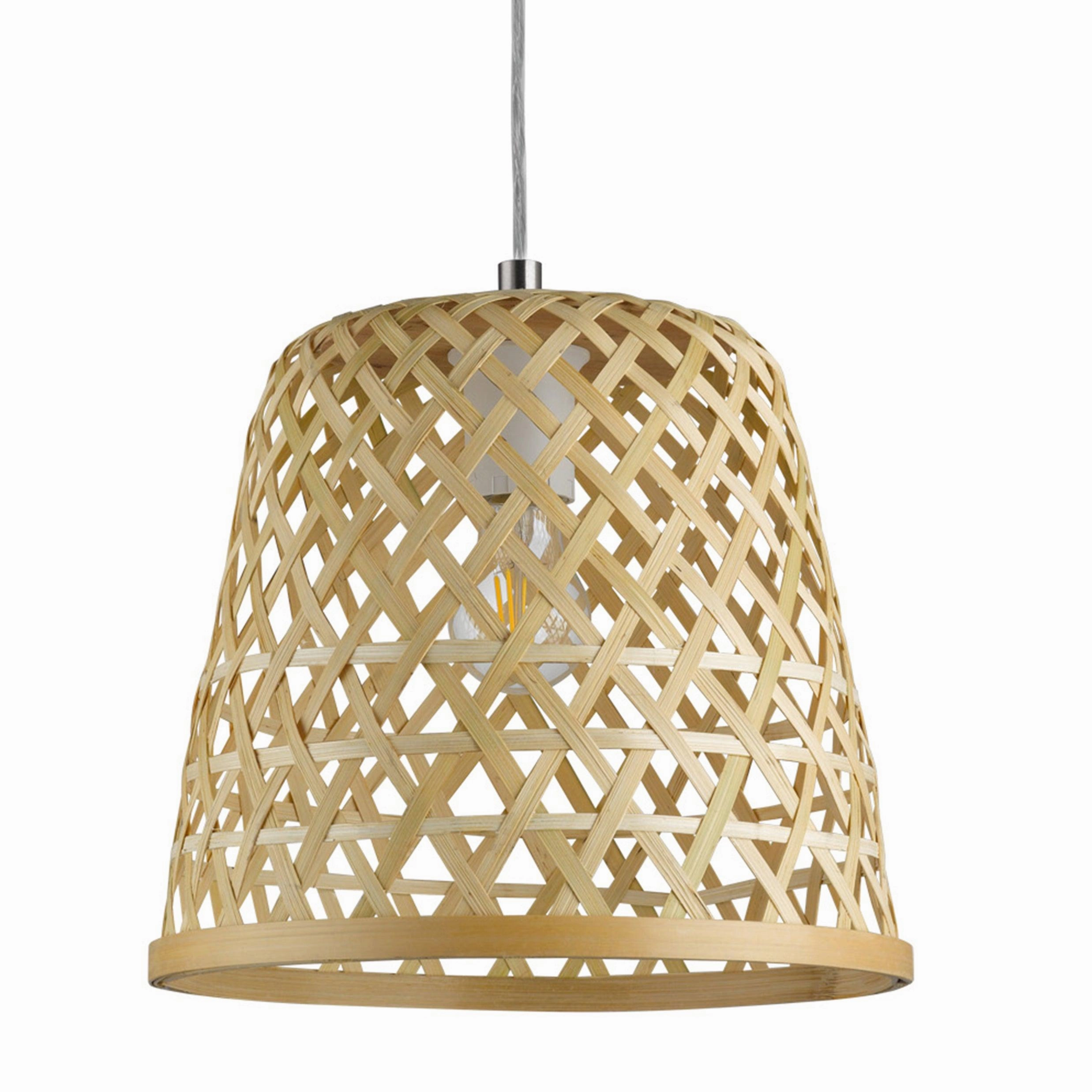 Eglo Kirkcolm Bamboo Wicker Shade Ceiling Pendant
