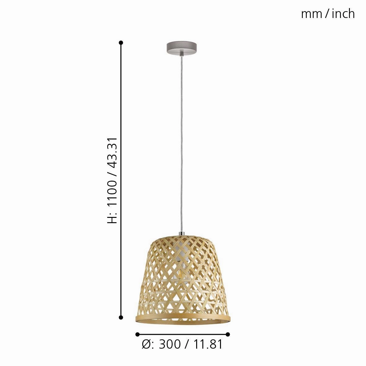 Eglo Kirkcolm Bamboo Wicker Shade Ceiling Pendant