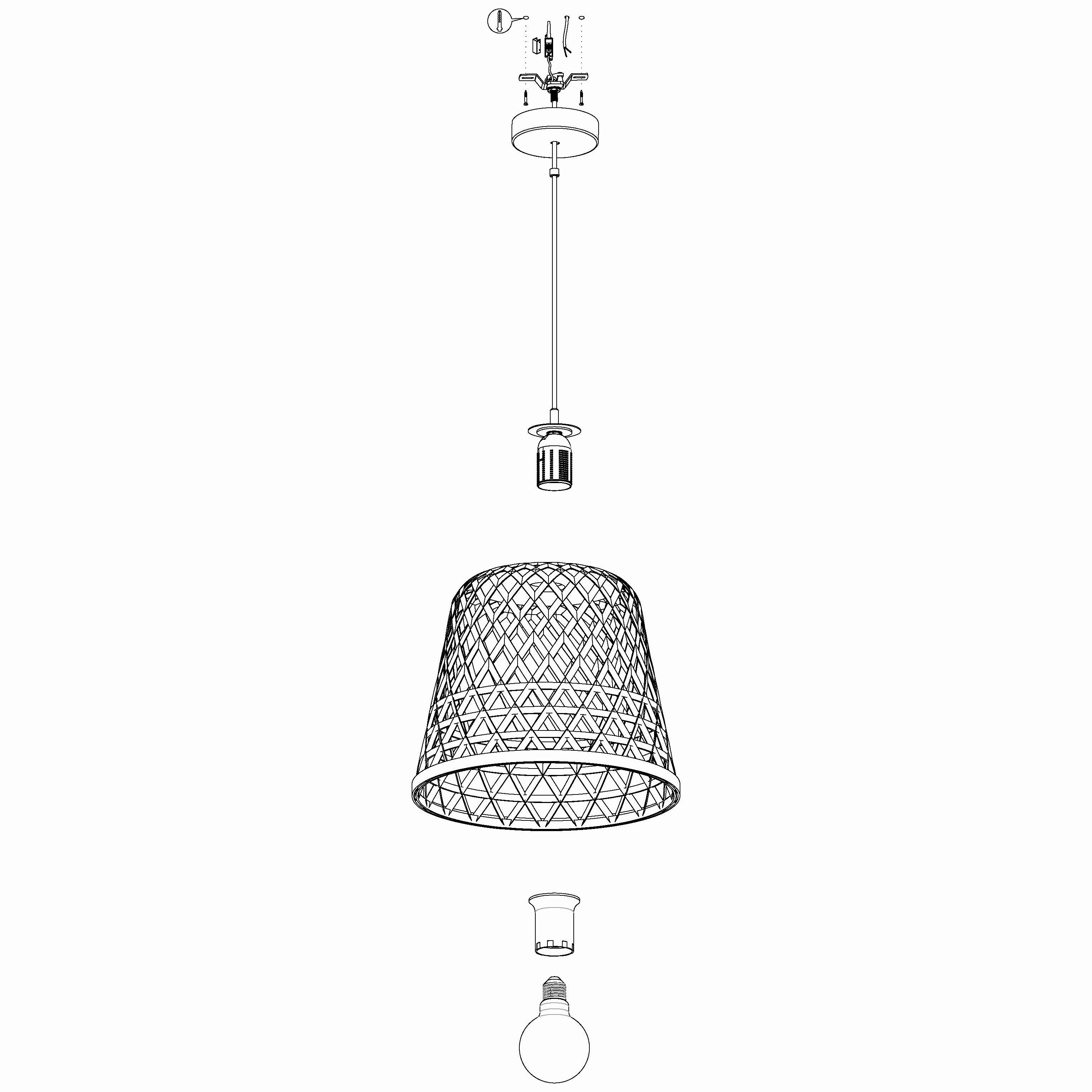 Eglo Kirkcolm Bamboo Wicker Shade Ceiling Pendant