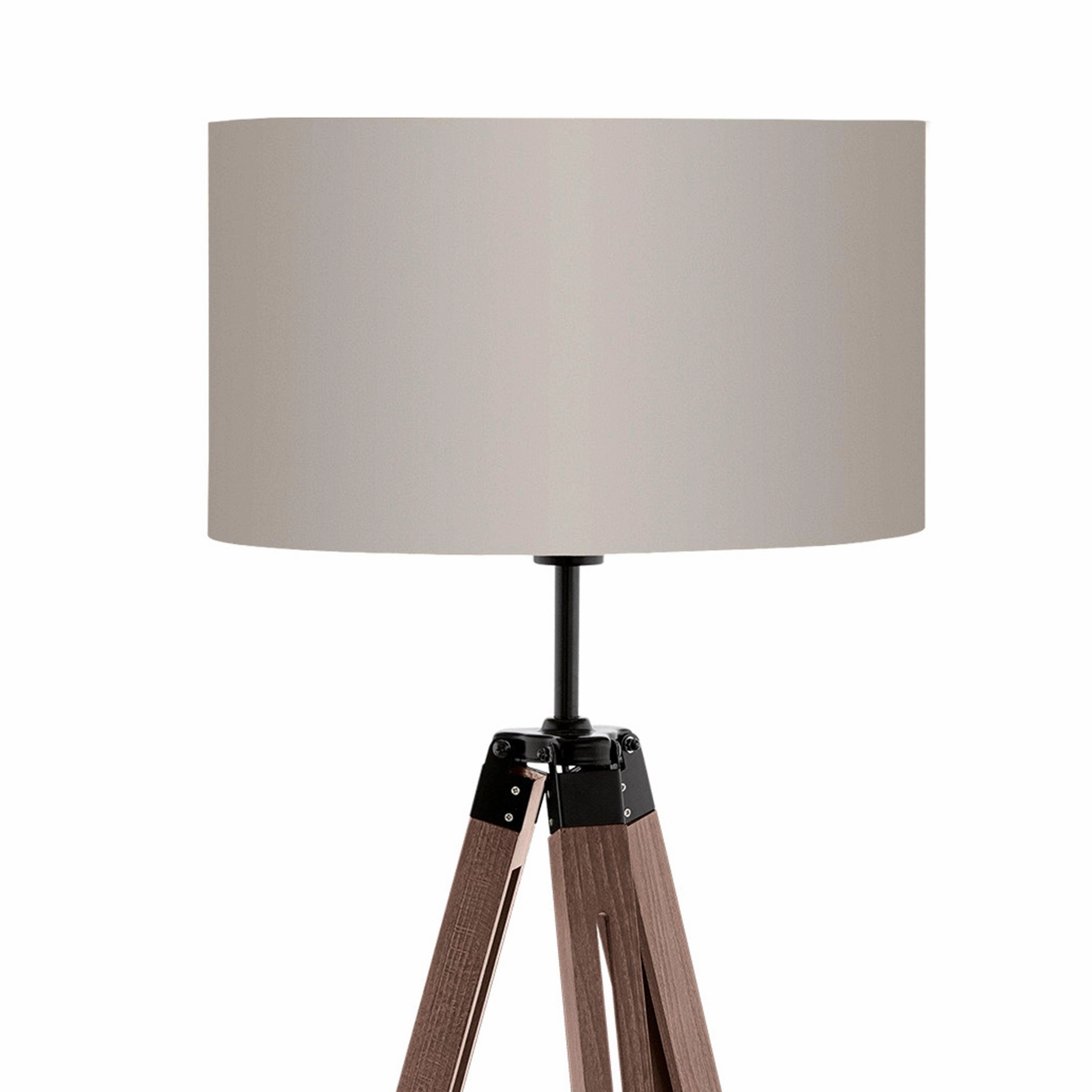 Eglo Lantada Adjustable Wood Tripod Floor Lamp - Taupe Fabric Shade