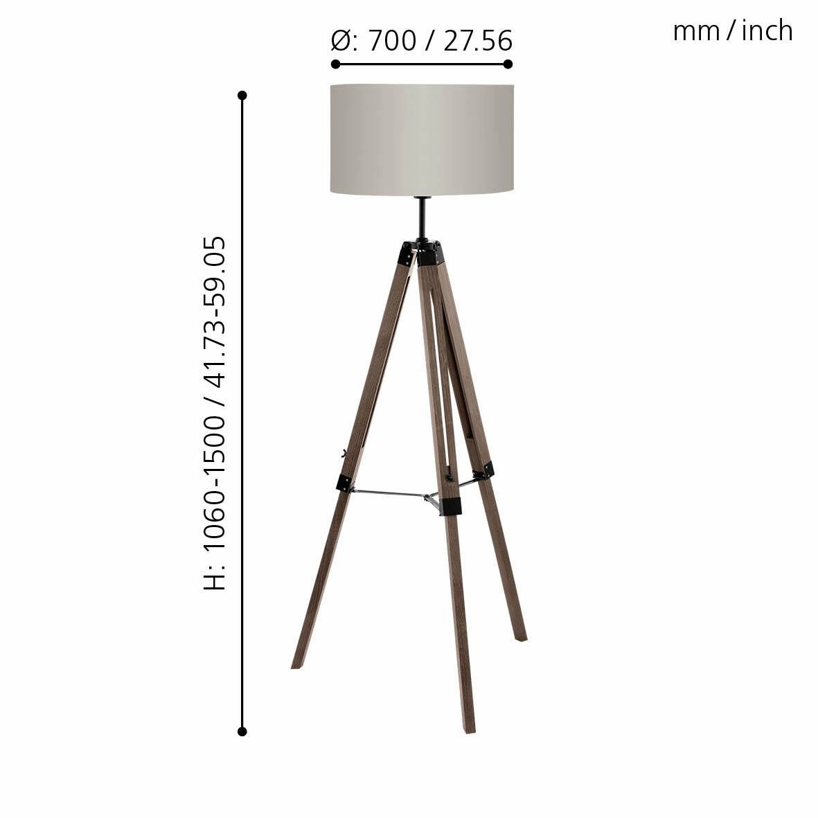 Eglo Lantada Adjustable Wood Tripod Floor Lamp - Taupe Fabric Shade