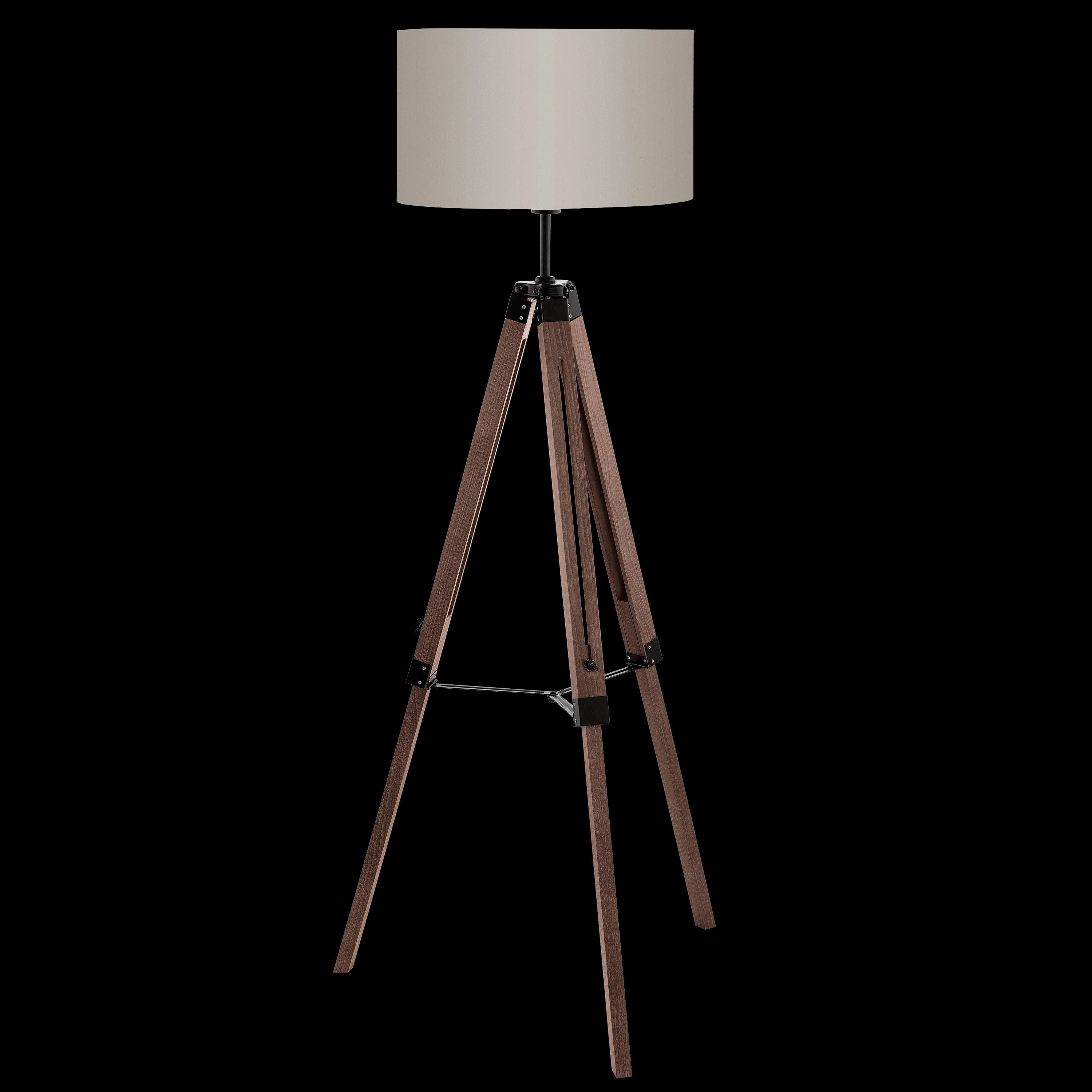 Eglo Lantada Adjustable Wood Tripod Floor Lamp - Taupe Fabric Shade